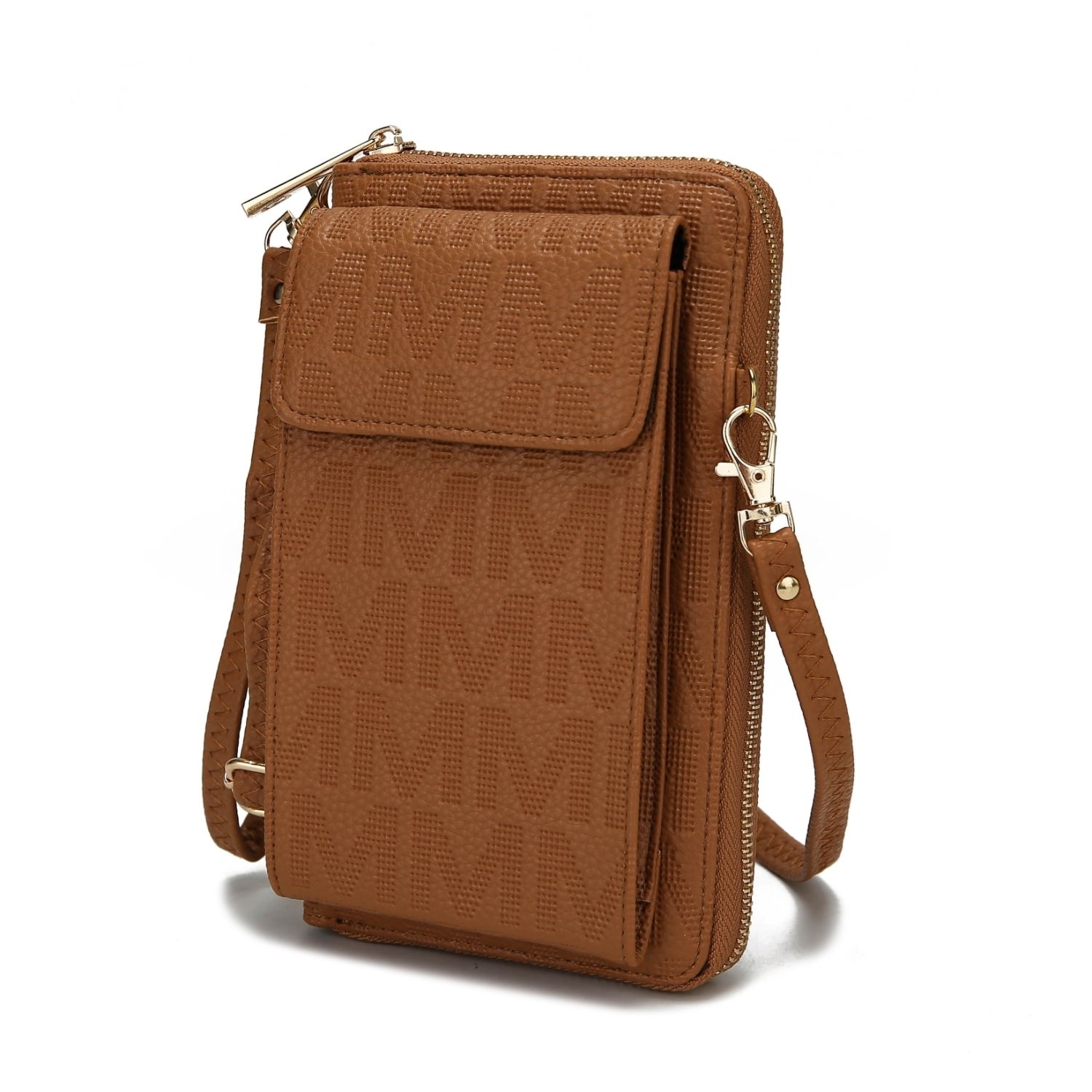 MKF Collection Caddy Phone Wallet Crossbody Handbag By Mia K - Tan