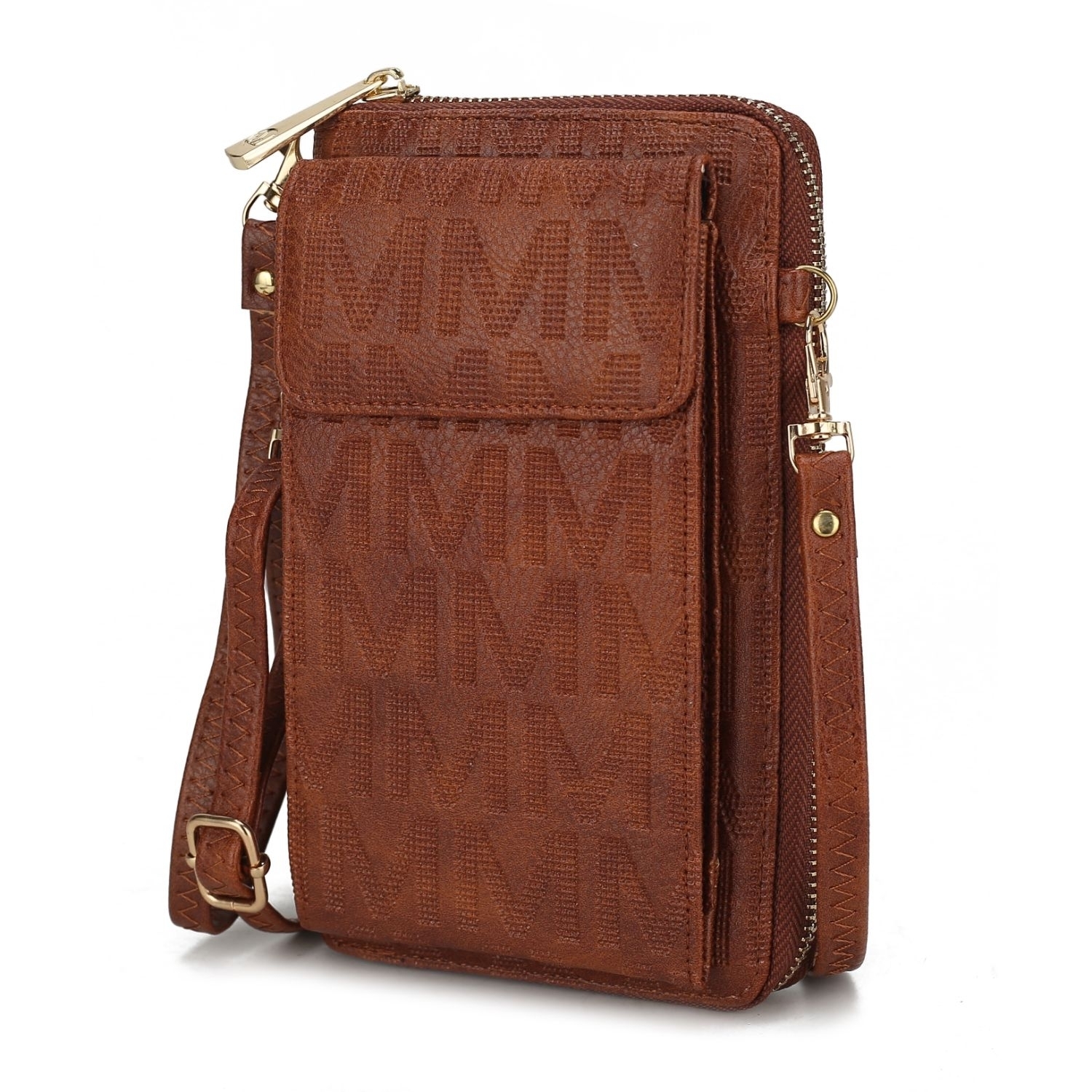 MKF Collection Caddy Phone Wallet Crossbody Handbag By Mia K - Camel