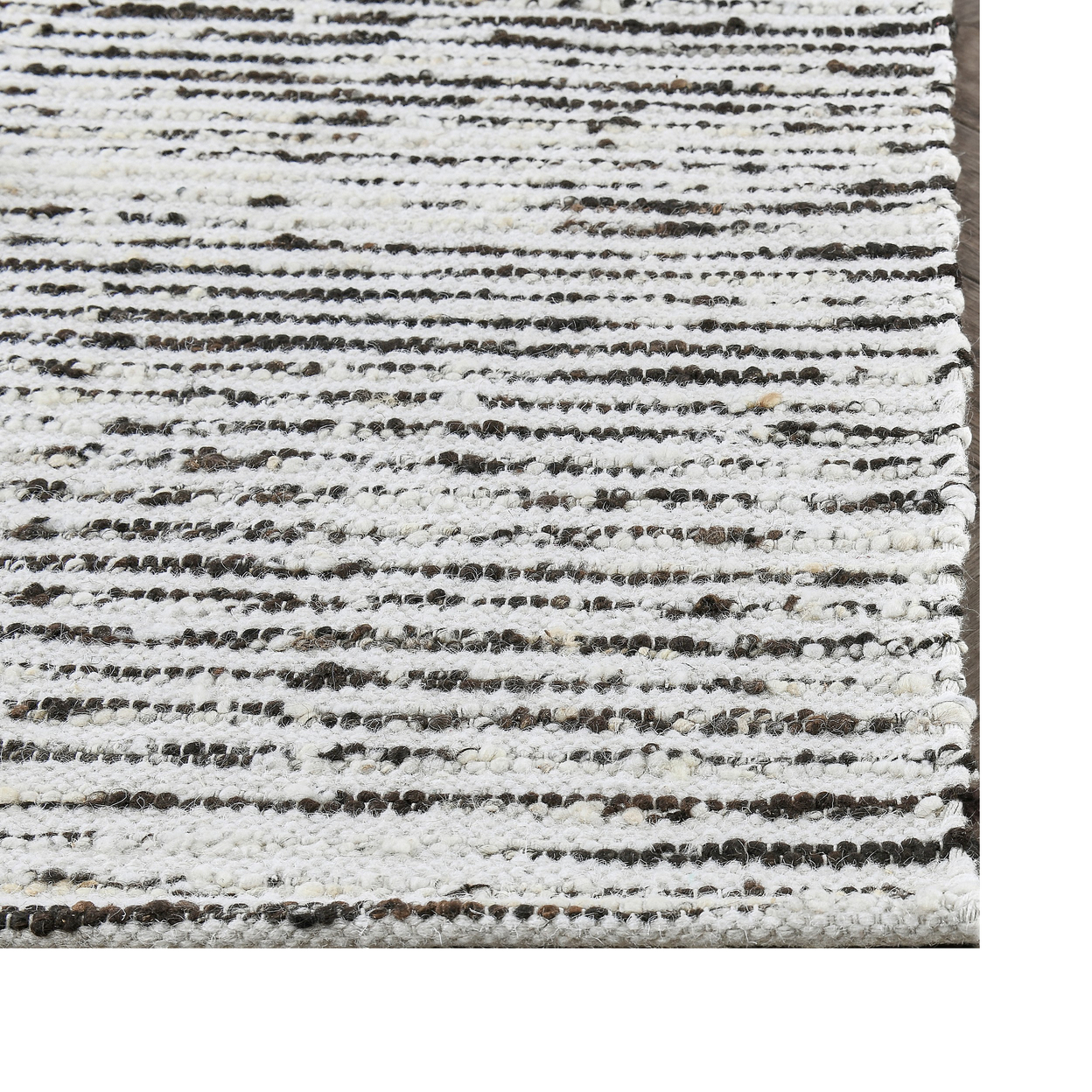 Mory 2 X 3 Small Handwoven Area Rug, Wool Stripes, Distressed Black, Ivory- Saltoro Sherpi