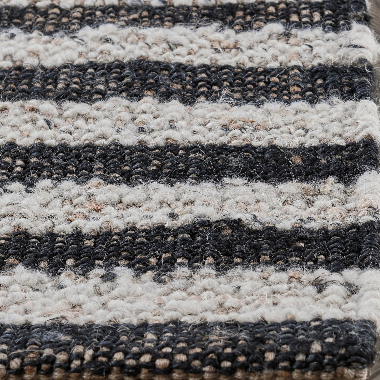 Nitt 8 X 10 Large Handwoven Jute Wool Area Rug, Asymmetrical, Brown, Black- Saltoro Sherpi