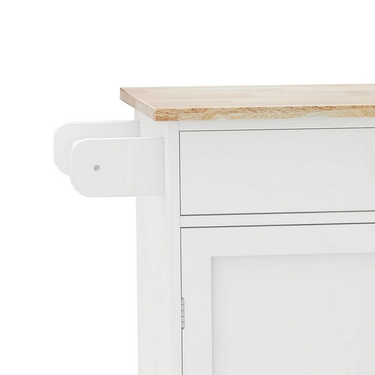 36 Inch Kitchen Islend With Towel Rack, 1 Double Door Cabinet, White Wood- Saltoro Sherpi
