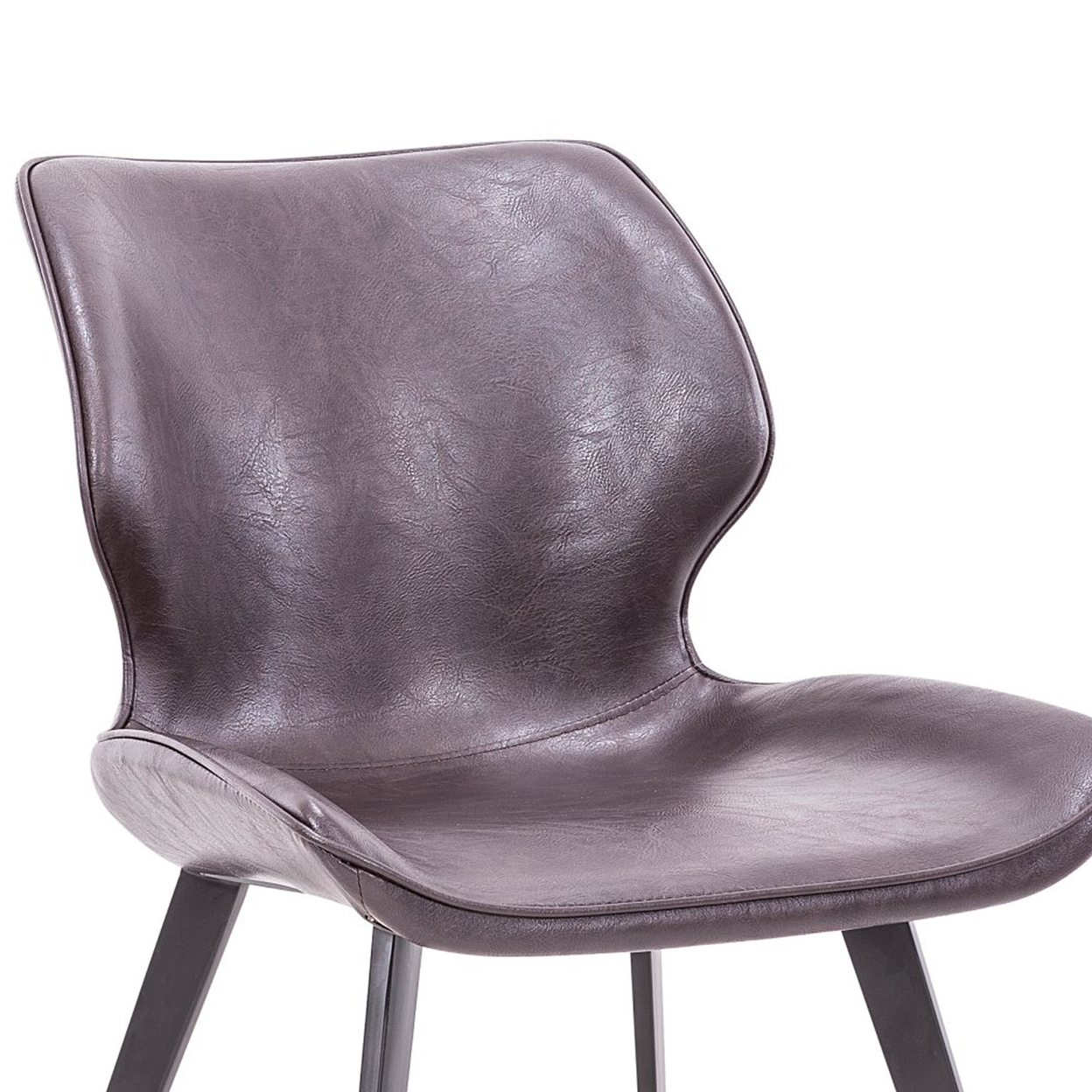 22 Inch Dining Chair, Set Of 2, Curved Backrest, Stylish Gray Vegan Leather- Saltoro Sherpi