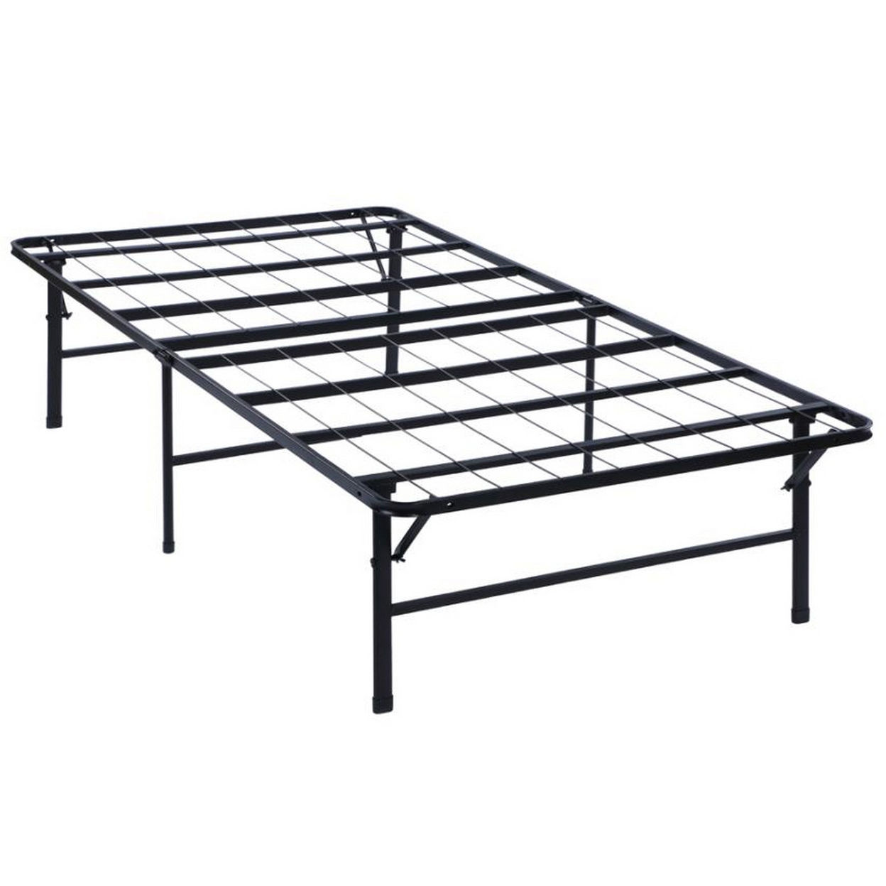 Metal California King Folding Platform Bed, Black- Saltoro Sherpi