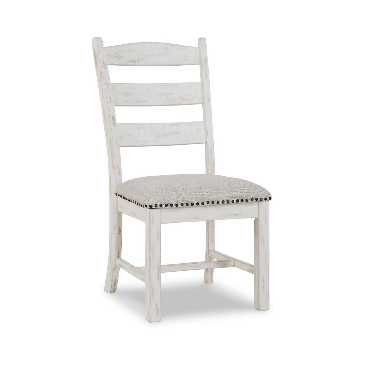 Zane 20 Inch Dining Chair, Set Of 2, Beige Polyester Seat, Antique White- Saltoro Sherpi