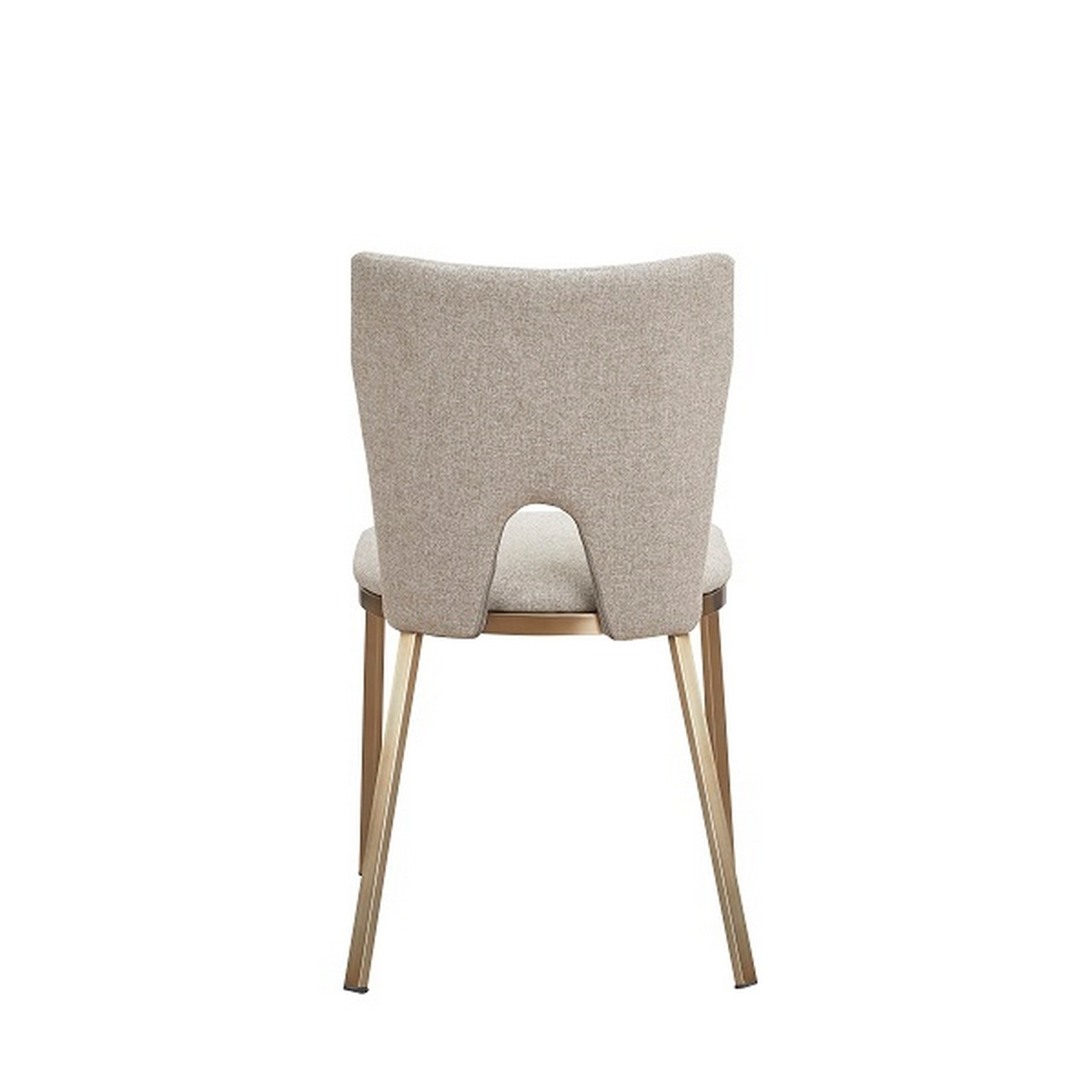 18 Inch Dining Chair, Set Of 2, Gray Fabric, Brass Finished Metal Legs- Saltoro Sherpi