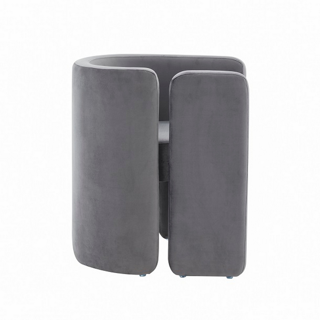 Cid 24 Inch Accent Chair, Soft Gray Velvet, Curved Backrest, Panel Base- Saltoro Sherpi