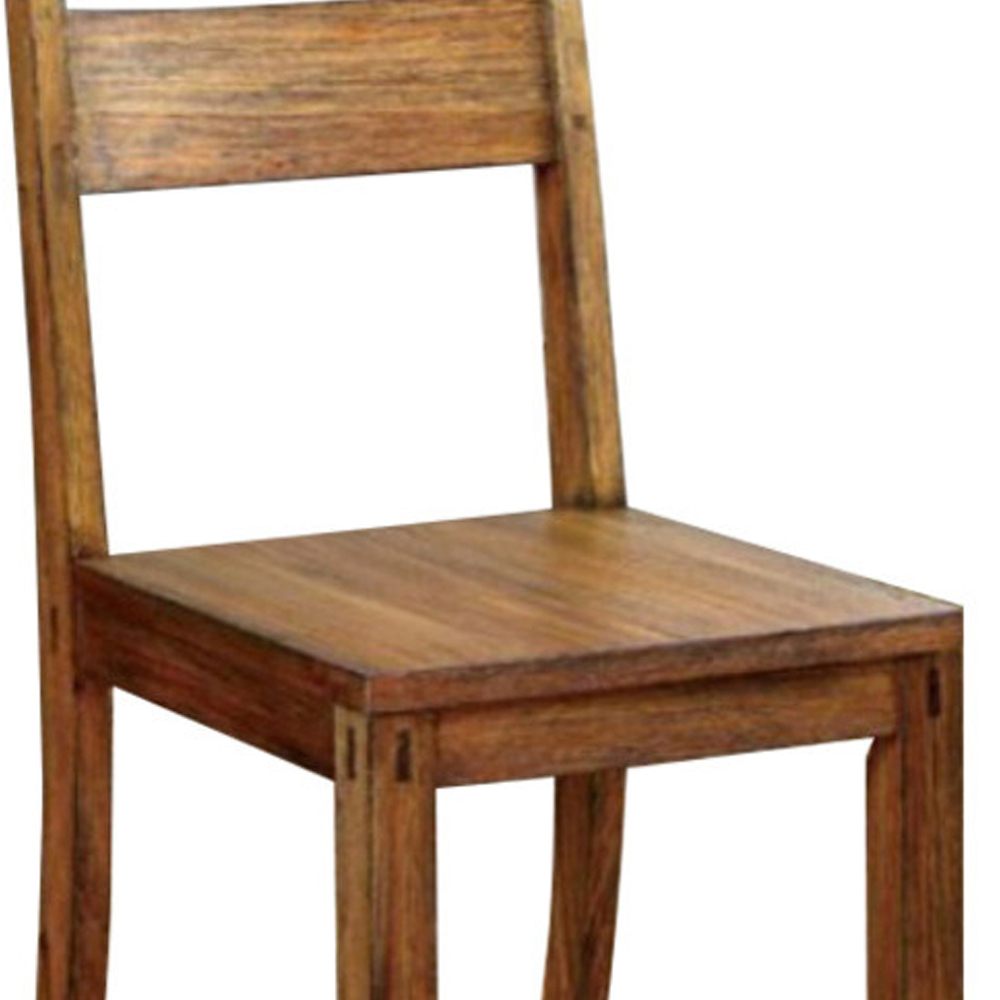 Frontier Rustic Side Chair, Natural Teak Finish, Set Of 2- Saltoro Sherpi