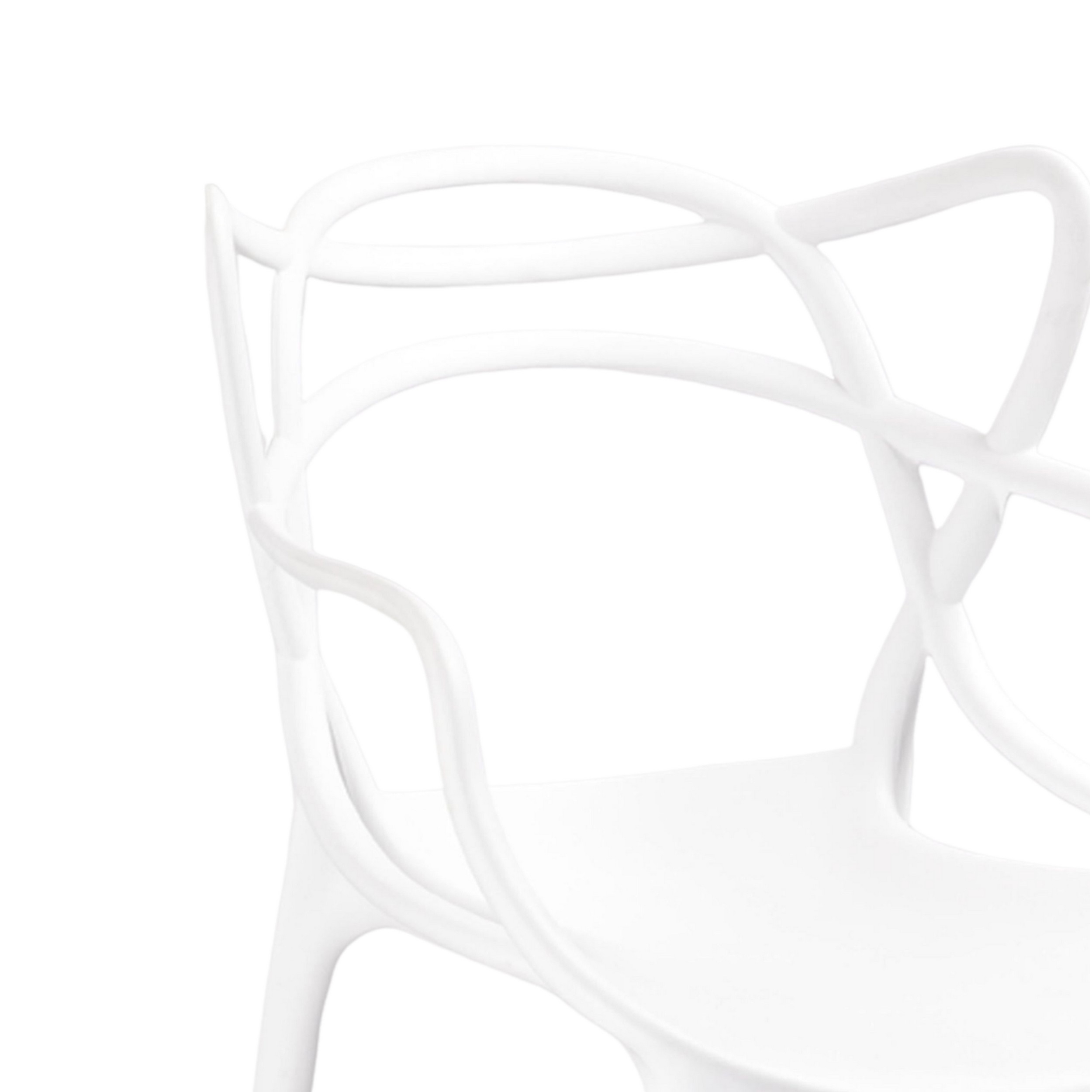 Yuva 22 Inch Armchair, Set Of 4, Intricate Curved Seat, White Polypropylene - Saltoro Sherpi