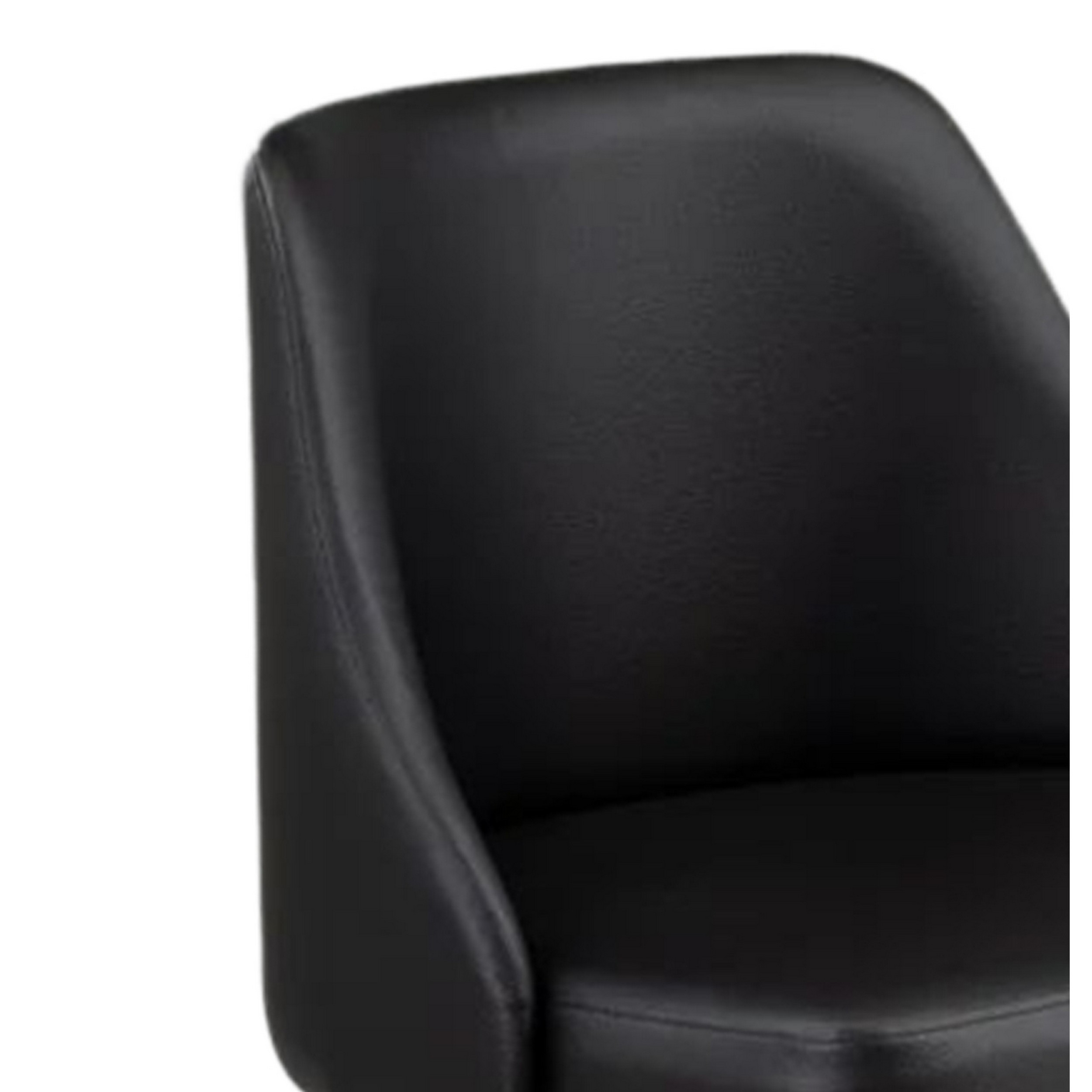 Yim 22 Inch Adjustable Swivel Office Chair, Black Faux Leather, Chrome Base - Saltoro Sherpi