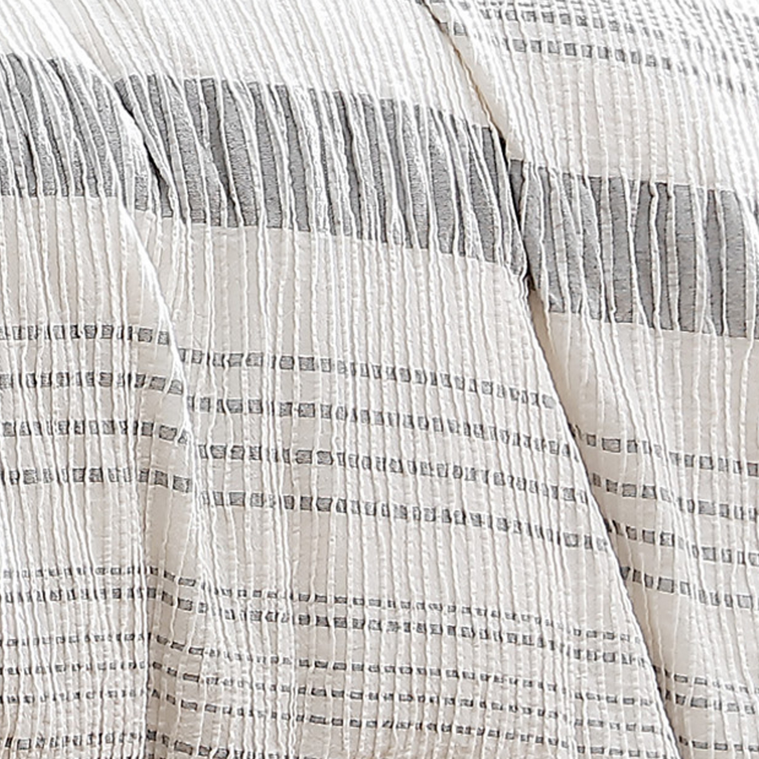 Wim 6 Piece Queen Size Duvet Comforter Set, Accent Pillows, Striped Gray - Saltoro Sherpi