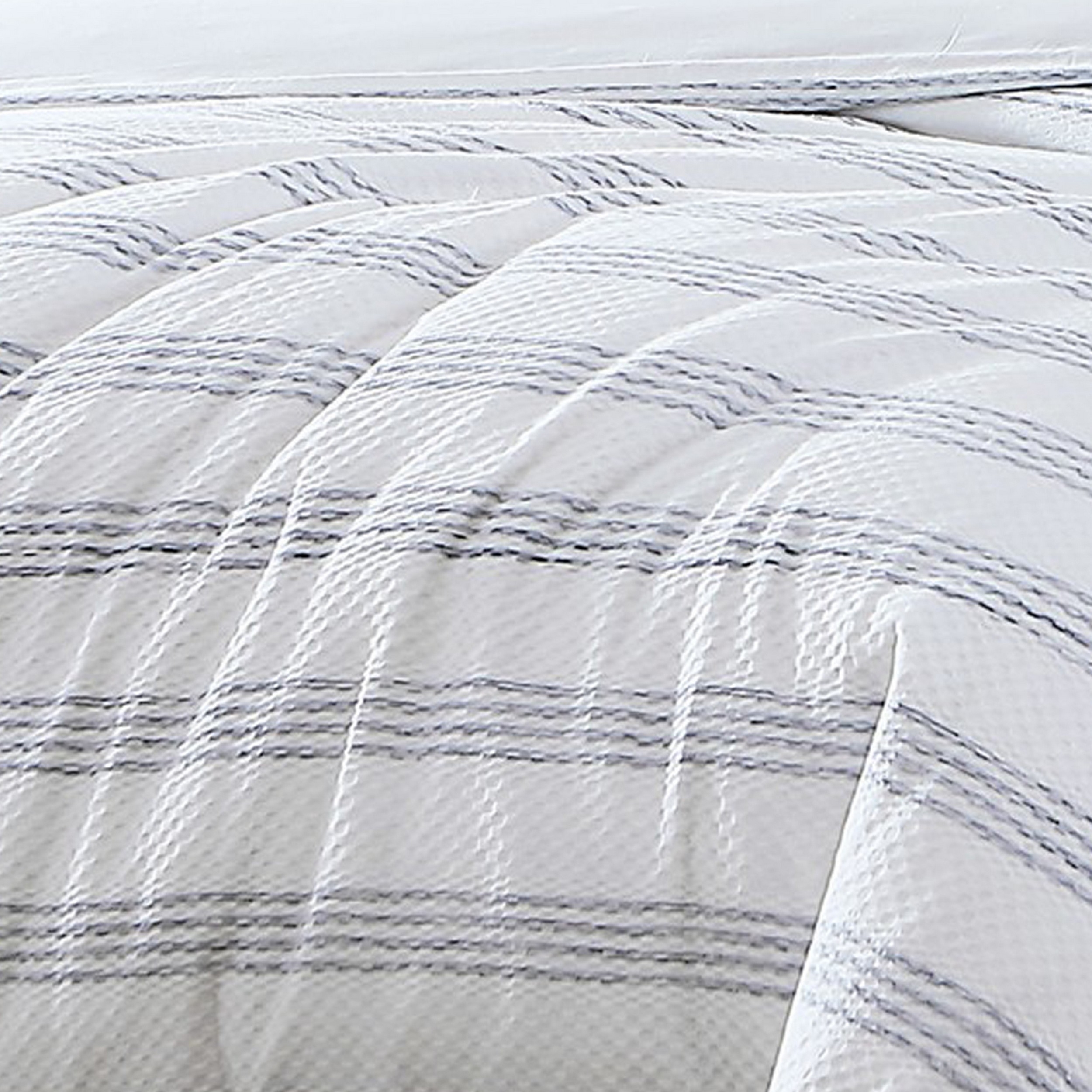 Sam 4 Piece King Size Duvet Comforter Set, Cotton, Striped Woven, White - Saltoro Sherpi