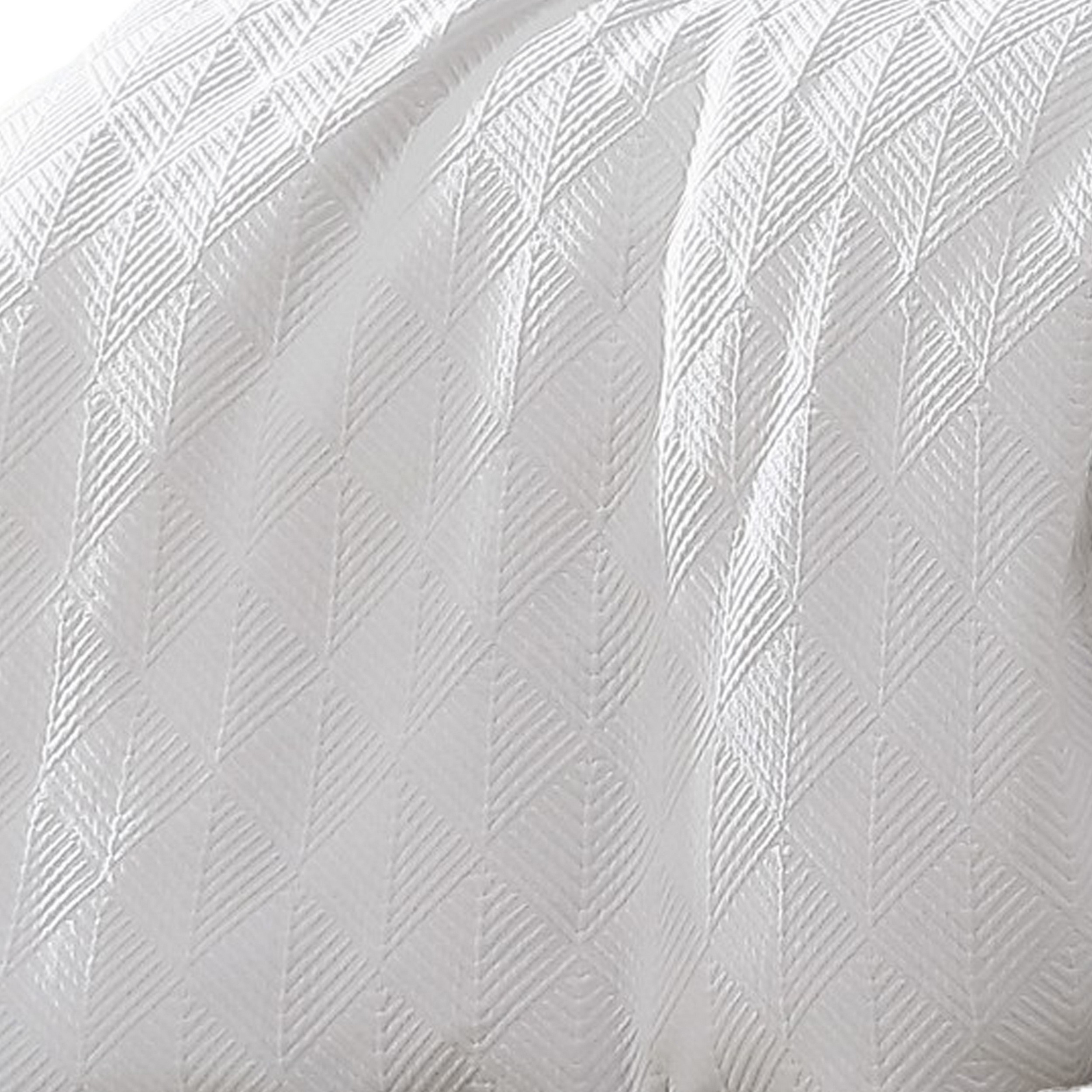 Max 4 Piece Queen Size Duvet Comforter Set, Diamond Woven White Cotton - Saltoro Sherpi