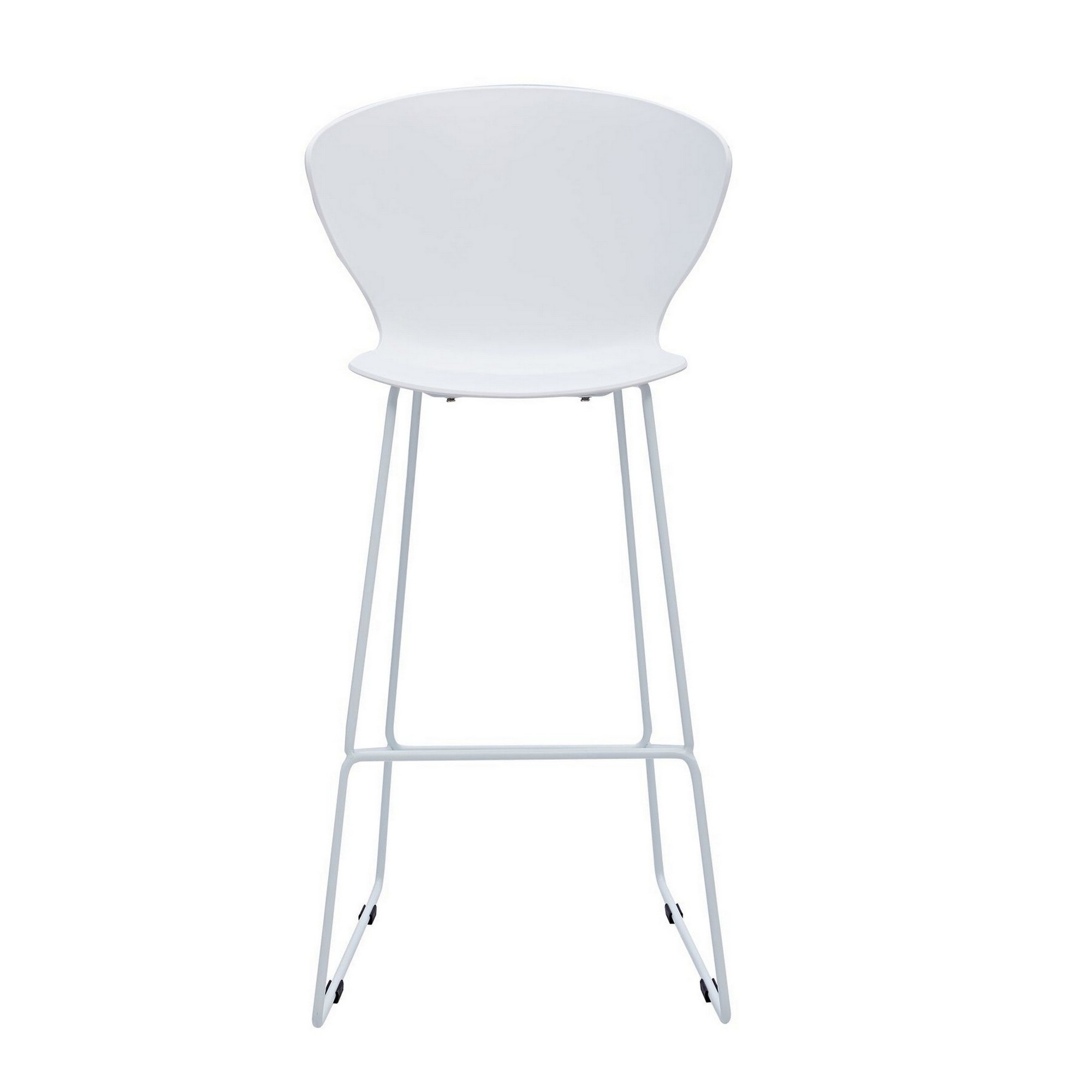 Kivi 30 Inch Set Of 2 Barstool Chairs, Metal, Curved White Polypropylene - Saltoro Sherpi