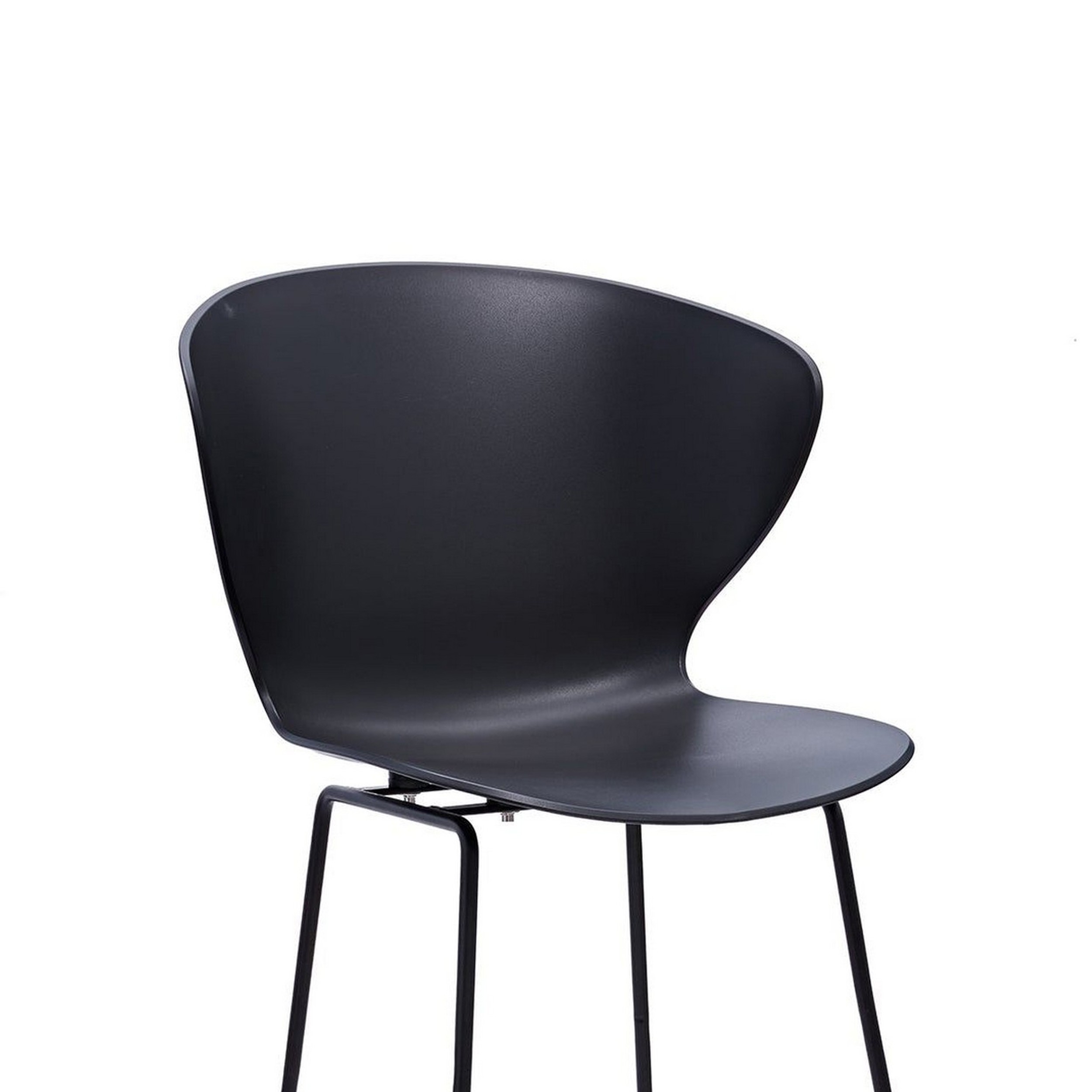 Kivi 30 Inch Set Of 2 Barstool Chairs, Metal, Curved Black Polypropylene - Saltoro Sherpi