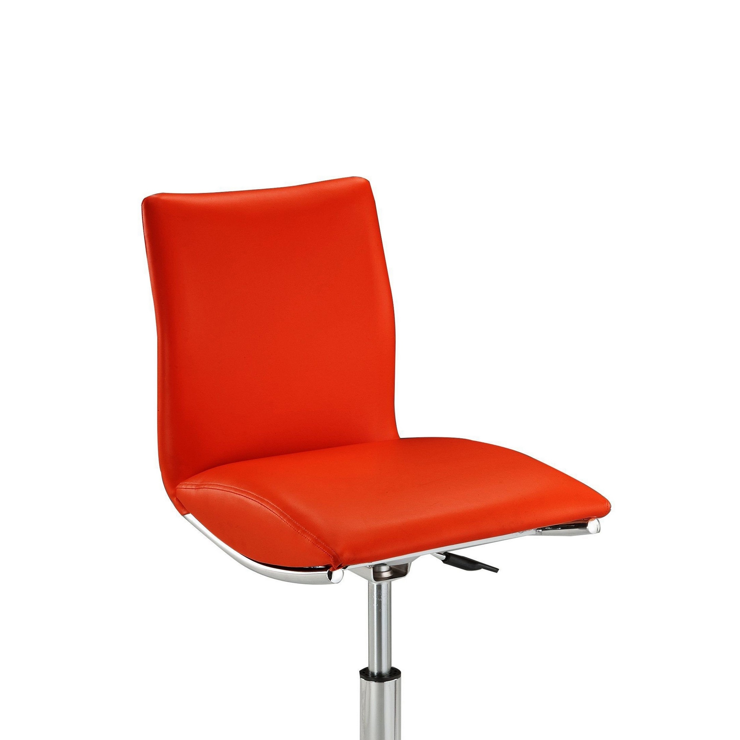 Deko 26-31 Inch Adjustable Height Barstool Chair, Set Of 2, Chrome, Red Faux Leather - Saltoro Sherpi