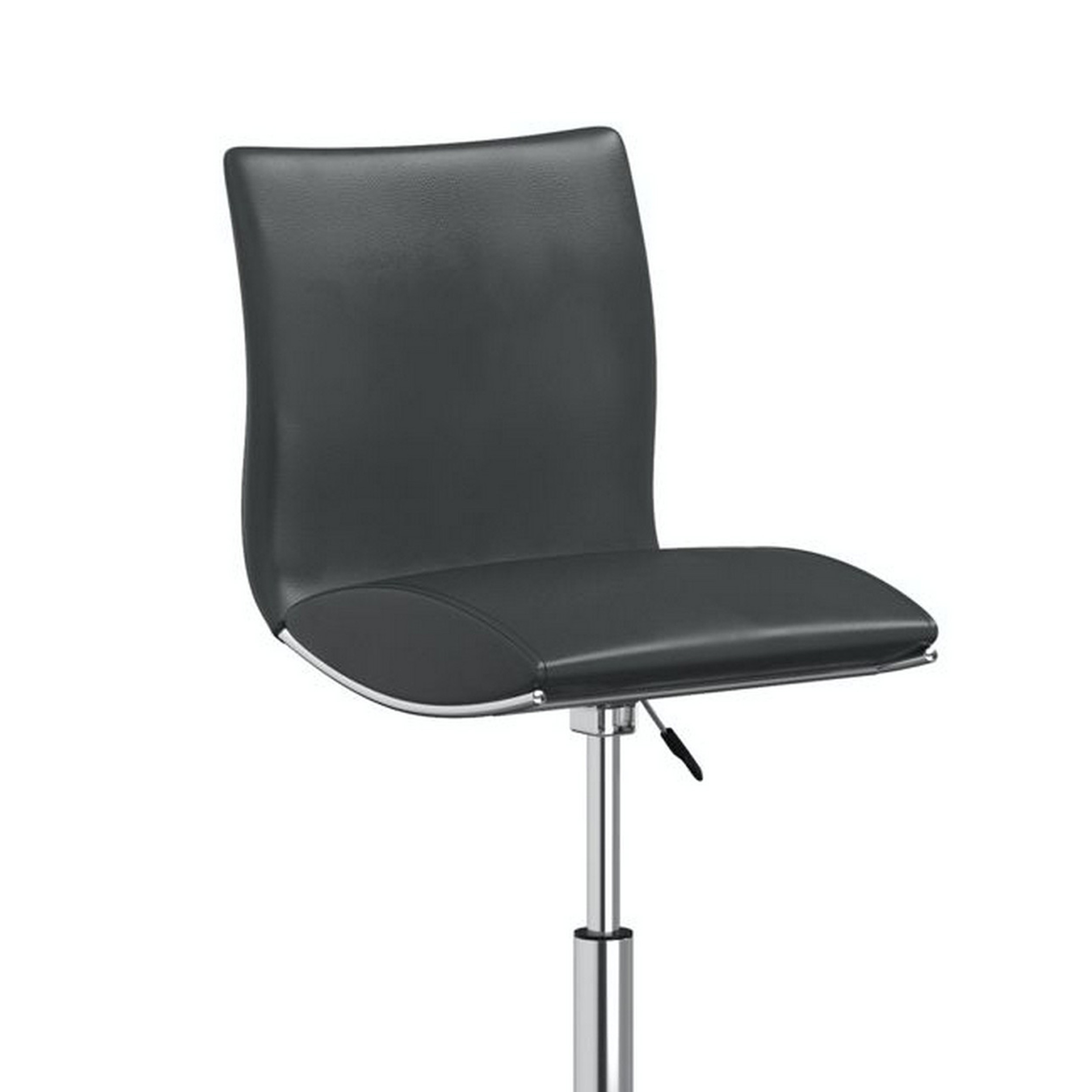 Deko 26-31 Inch Adjustable Height Barstool Chair, Set Of 2, Chrome, Gray Faux Leather - Saltoro Sherpi