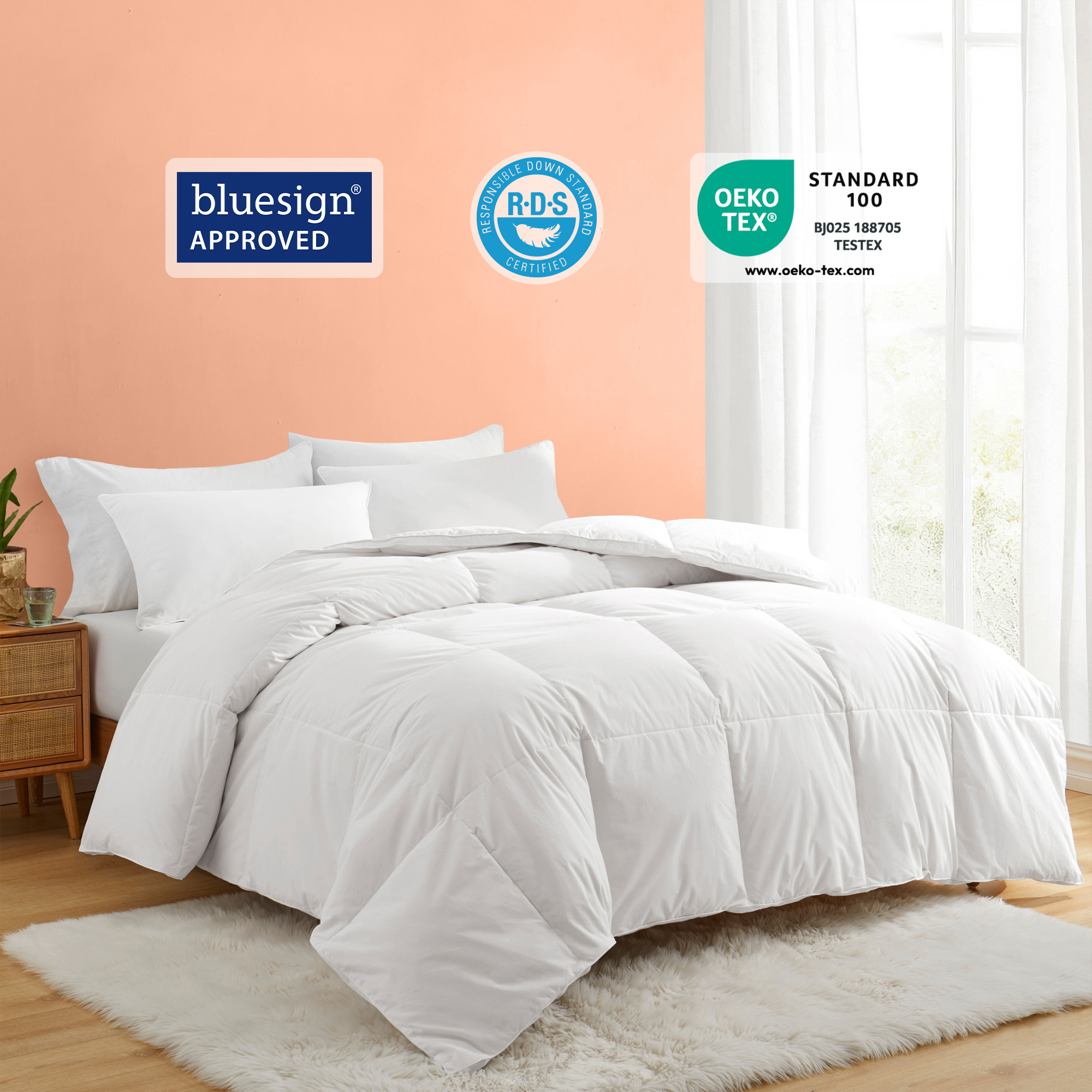 White Goose Down And Ultra Feather Comforter, Machine Washable Duvet Insert - Lightweight, King-106*90