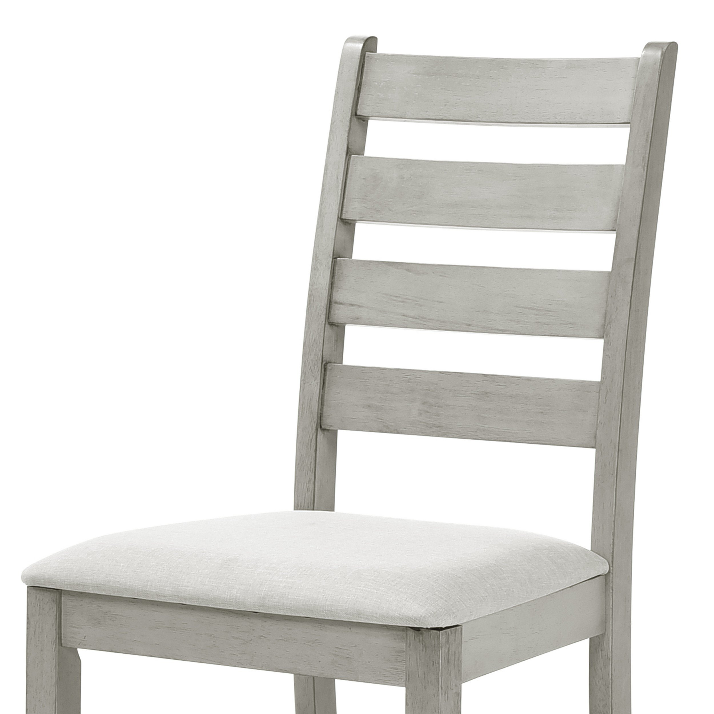 Pane 21 Inch Set Of 2 Dining Chairs, Ladderback, Gray Wood, Gray Fabric - Saltoro Sherpi