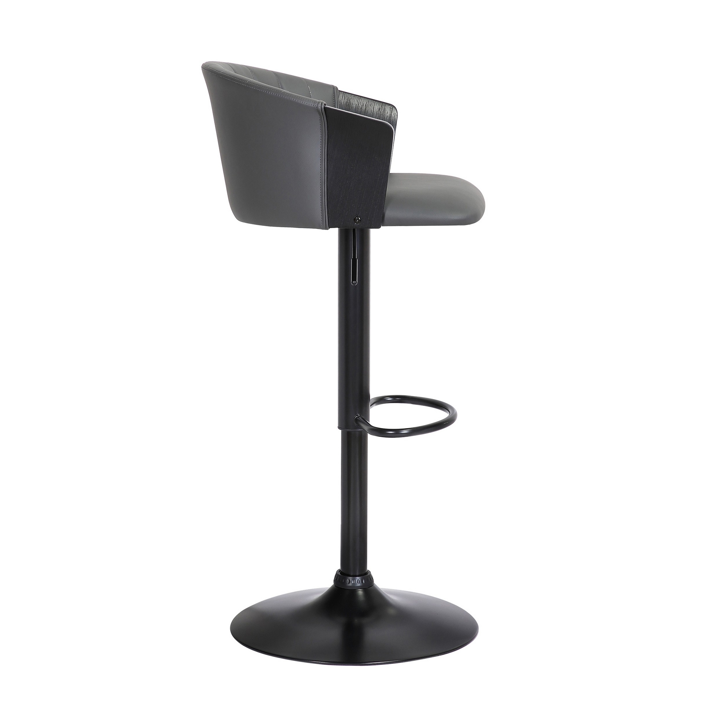 Liz 24-33 Inch Adjustable Height Swivel Barstool Chair, Faux Leather, Black - Saltoro Sherpi