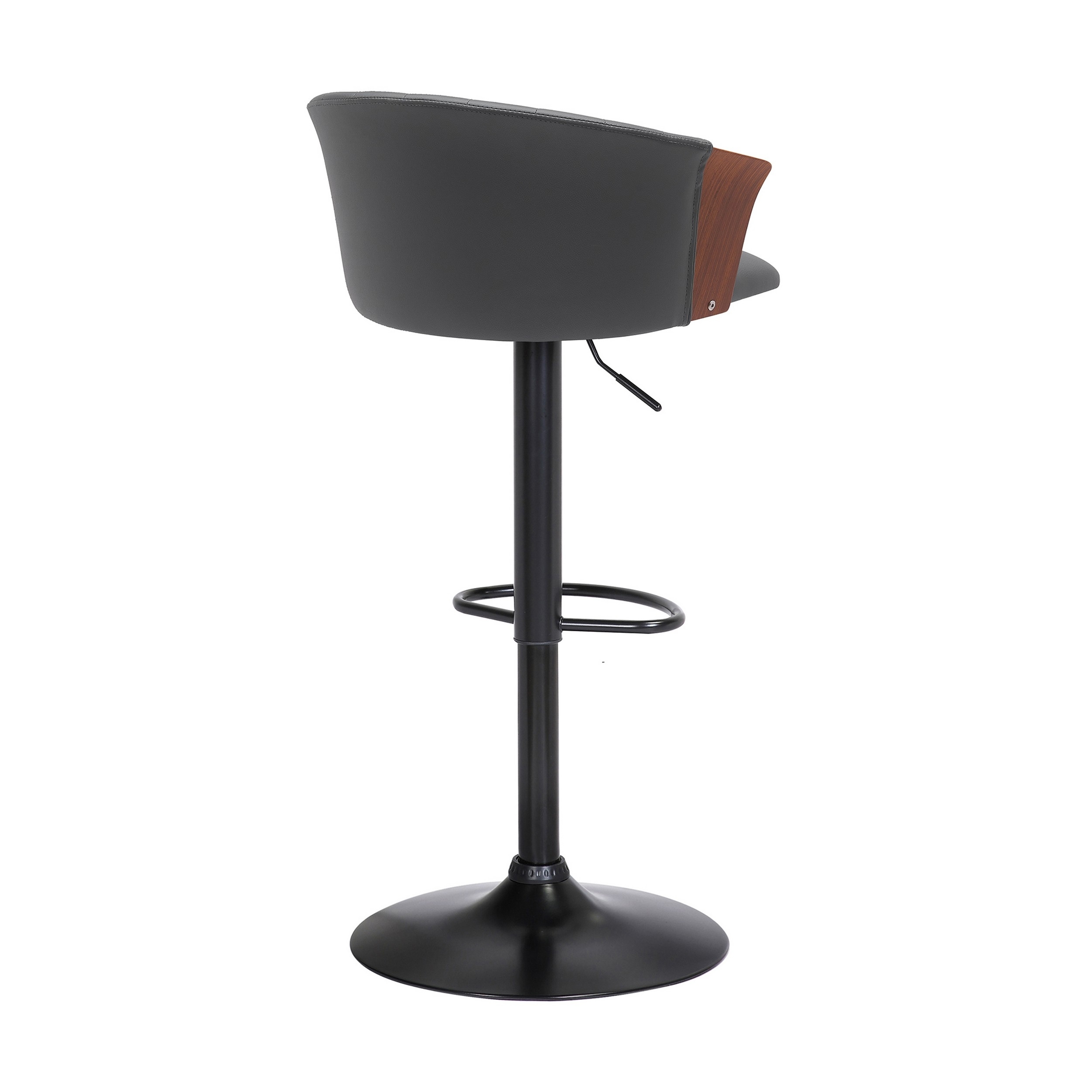Liz 24-33 Inch Adjustable Height Swivel Barstool Chair, Gray Faux Leather - Saltoro Sherpi