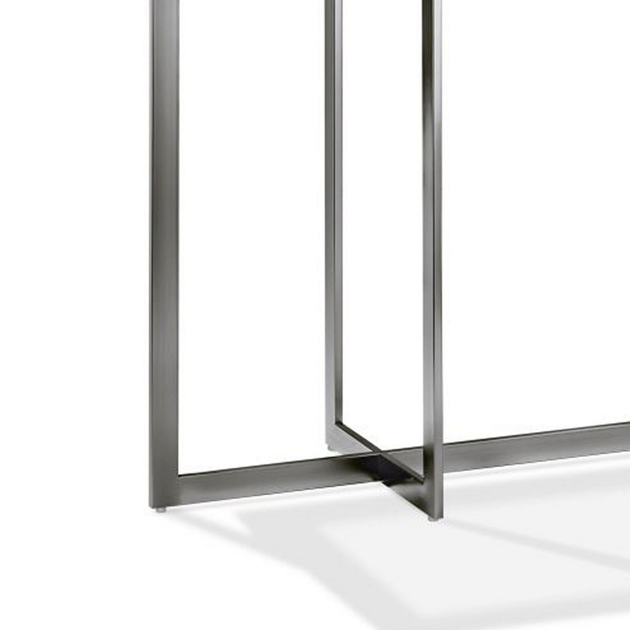 48 Inch Modern Console Side Table, Crackled Glass Top, Welded Metal Base- Saltoro Sherpi