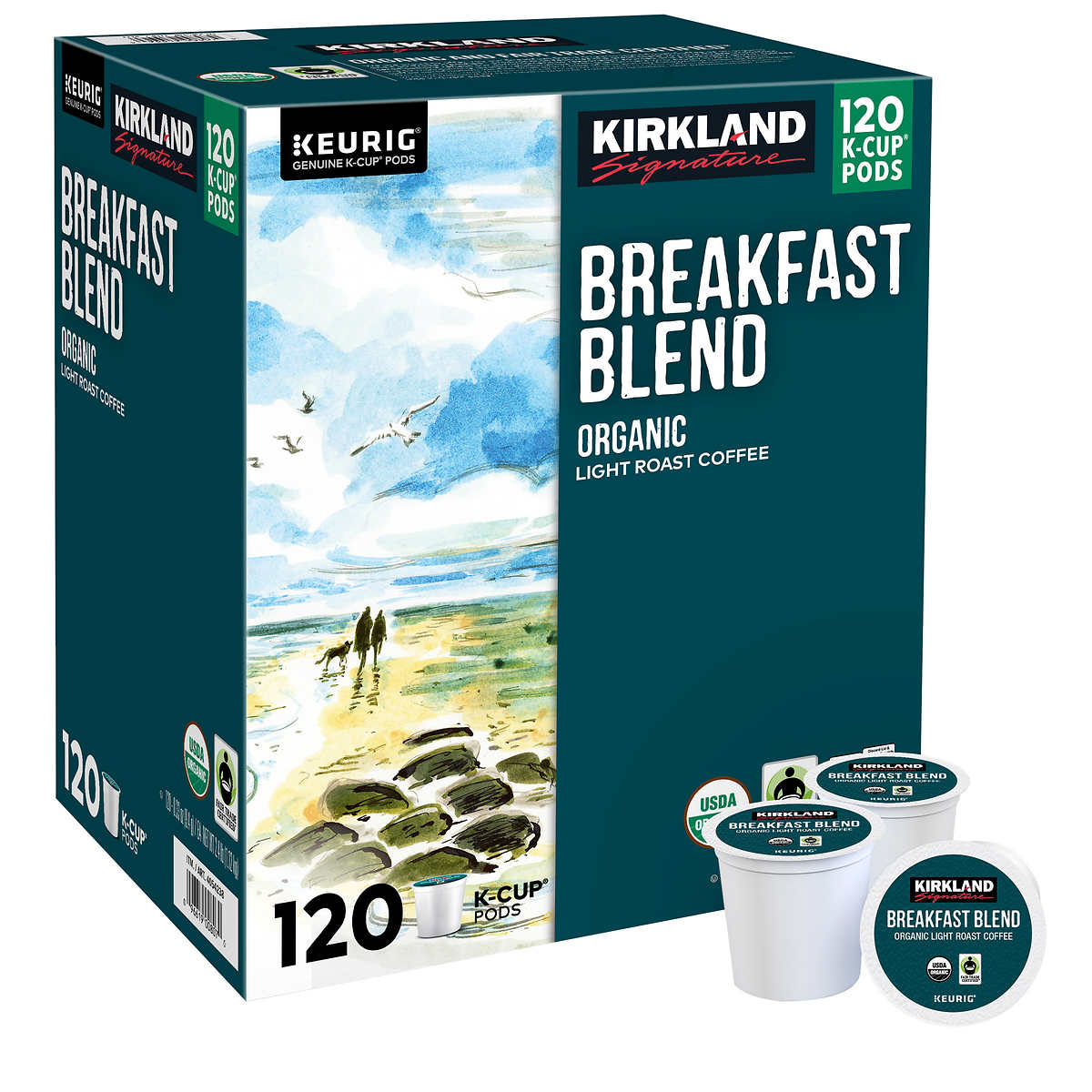 Kirkland Signature Coffee Organic Breakfast Blend K-Cup Pod, 120 Count