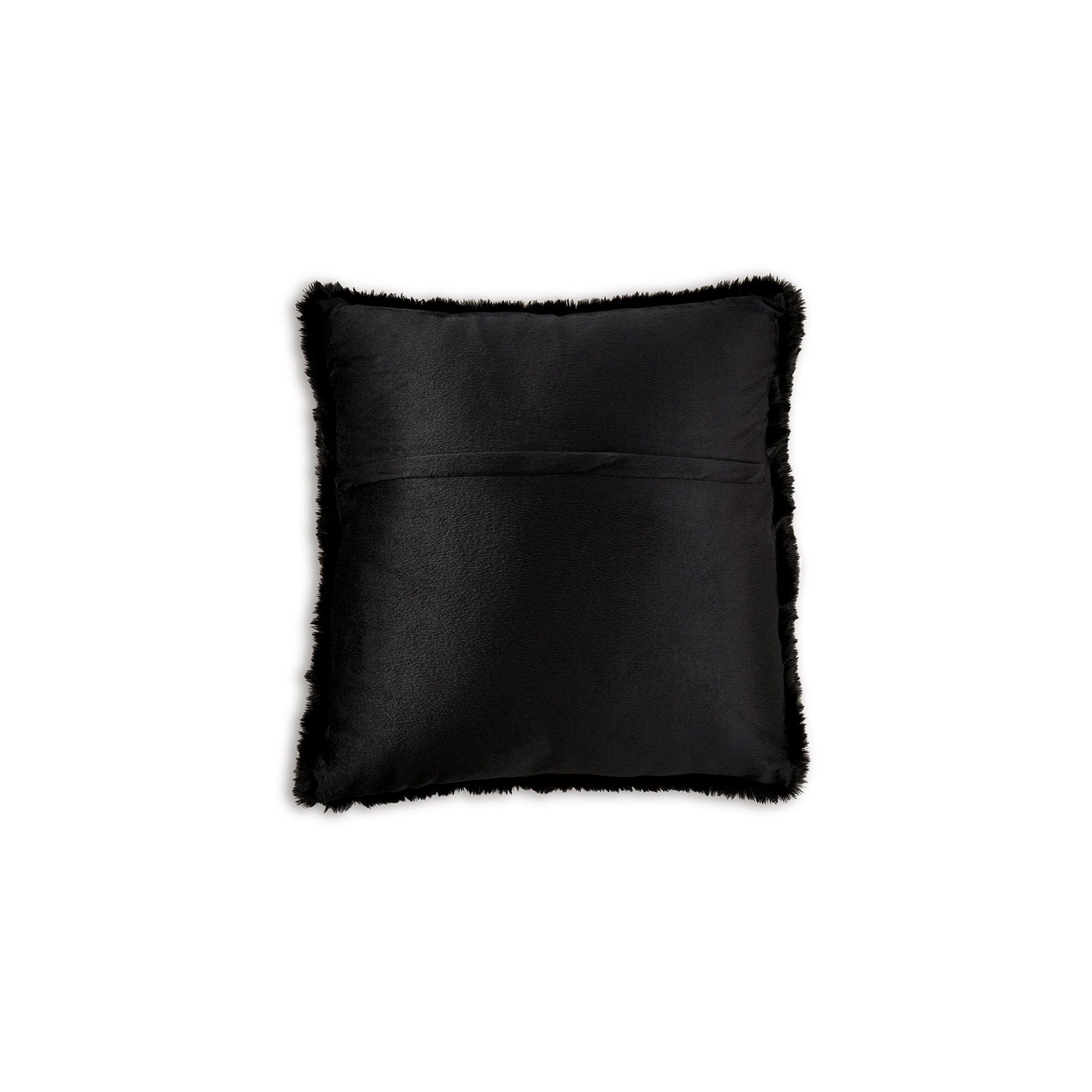 20 Inch Fluffy Accent Throw Pillow, Zipper, Soft Plush Black Faux Fur- Saltoro Sherpi