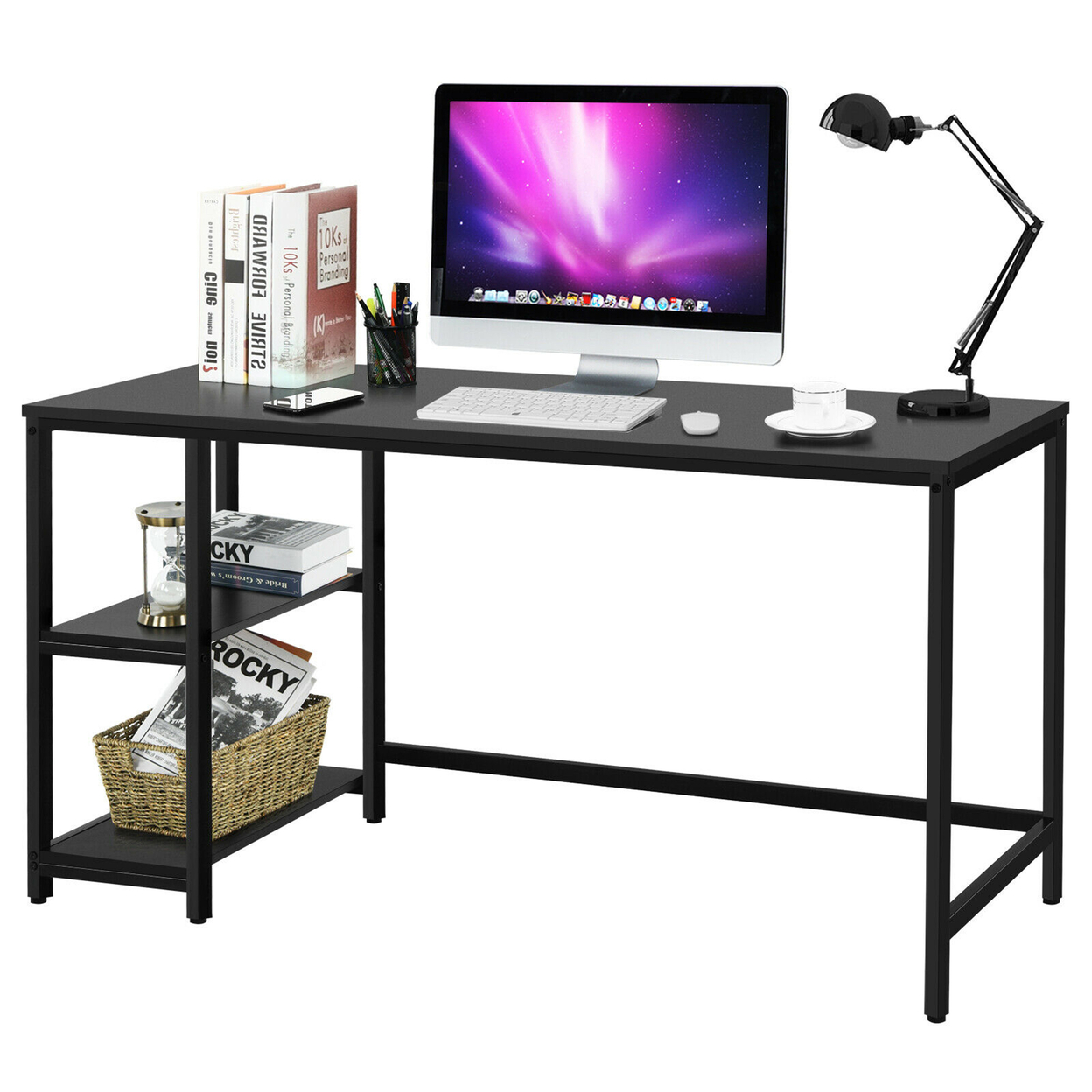 47''/55'' Computer Desk Office Study Table Workstation Home W/ Adjustable Shelf - Black, 55''
