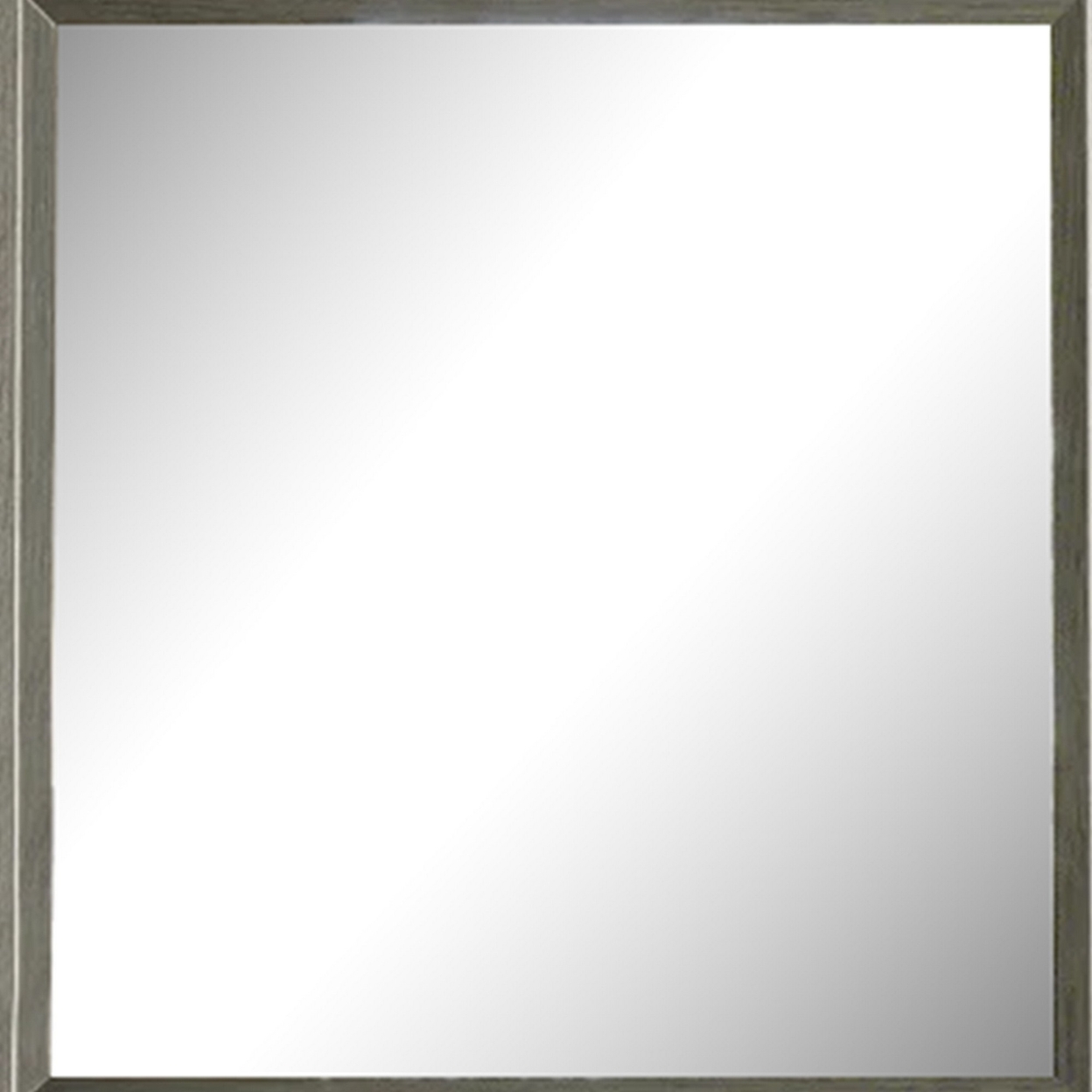 Cid Mizo 42 Inch Mirror, Portrait Orientation, Smooth Gray Solid Wood Frame- Saltoro Sherpi