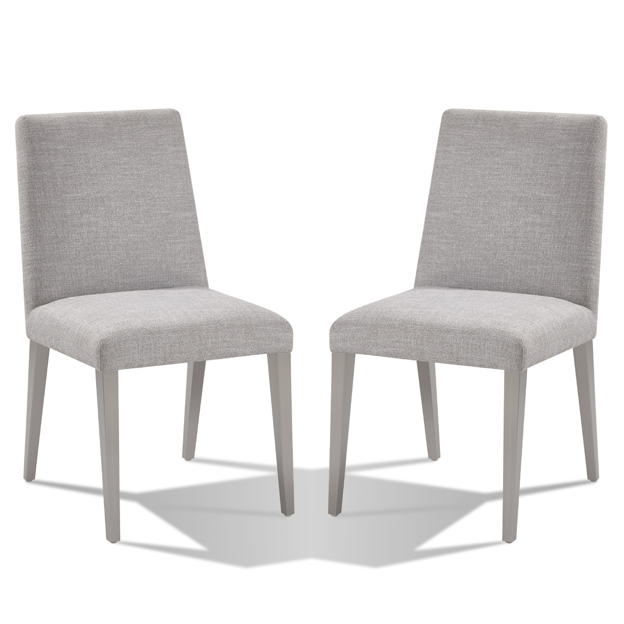 Hal 18 Inch Parson Dining Chair, Fabric Upholstered, Set Of 2, Silver, Gray- Saltoro Sherpi