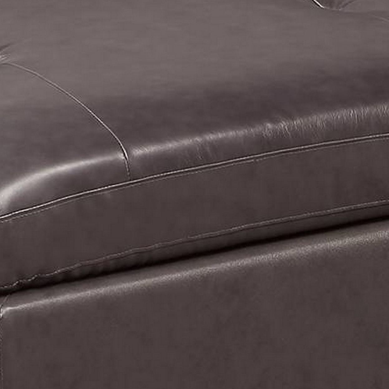 Indy 36 Inch Modern Square Ottoman, Foam Seating, Brown Top Grain Leather- Saltoro Sherpi