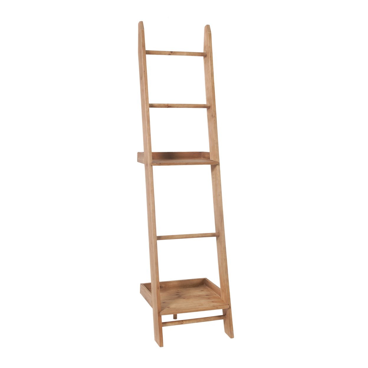 Ladder Shelf With Wooden Frame And Grain Details, Oak Brown- Saltoro Sherpi