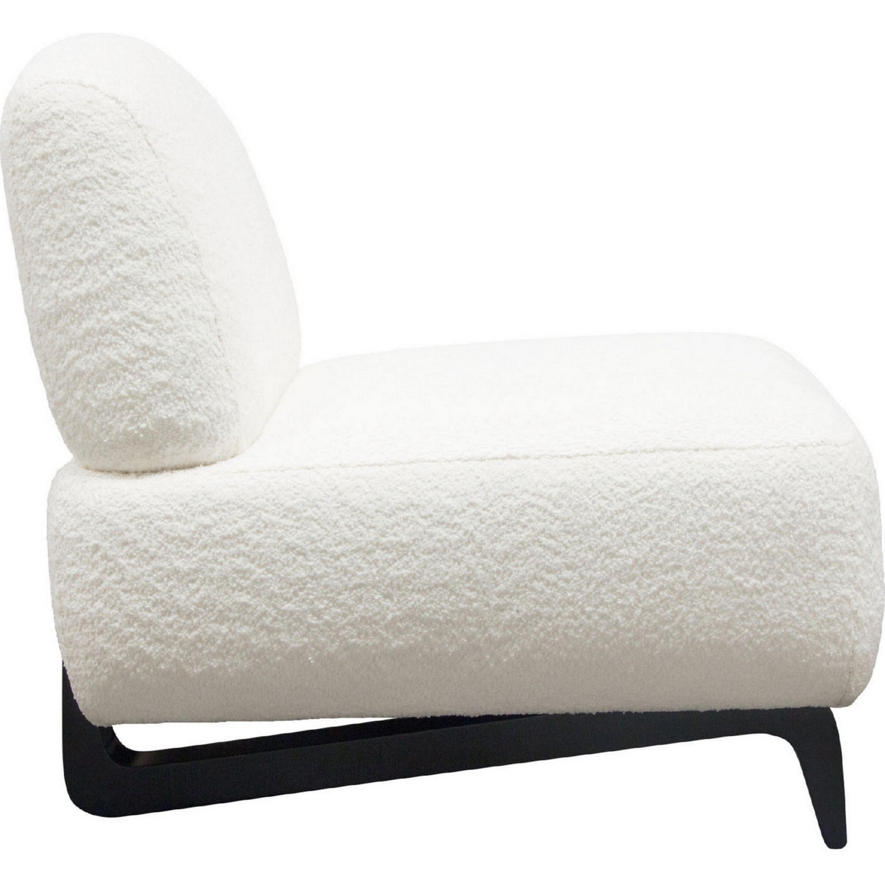 Ikka 30 Inch Padded Armless Chair, Crisp White Faux Sheepskin Upholstery- Saltoro Sherpi
