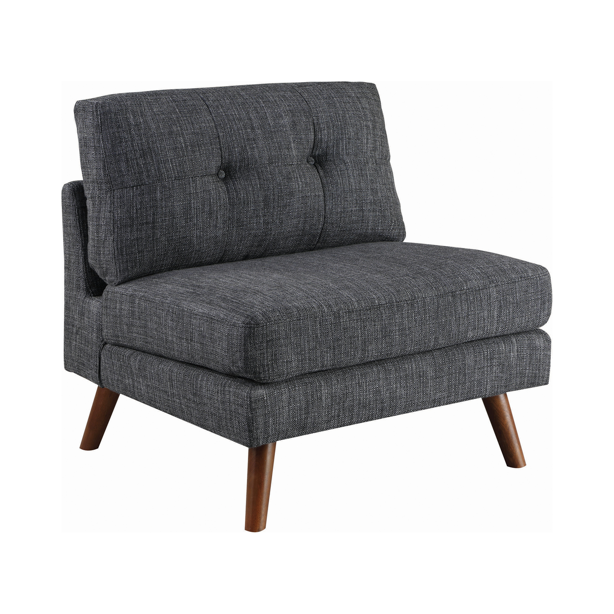 Mid Century Style Fabric Armless Chair With Splayed Legs, Dark Gray- Saltoro Sherpi