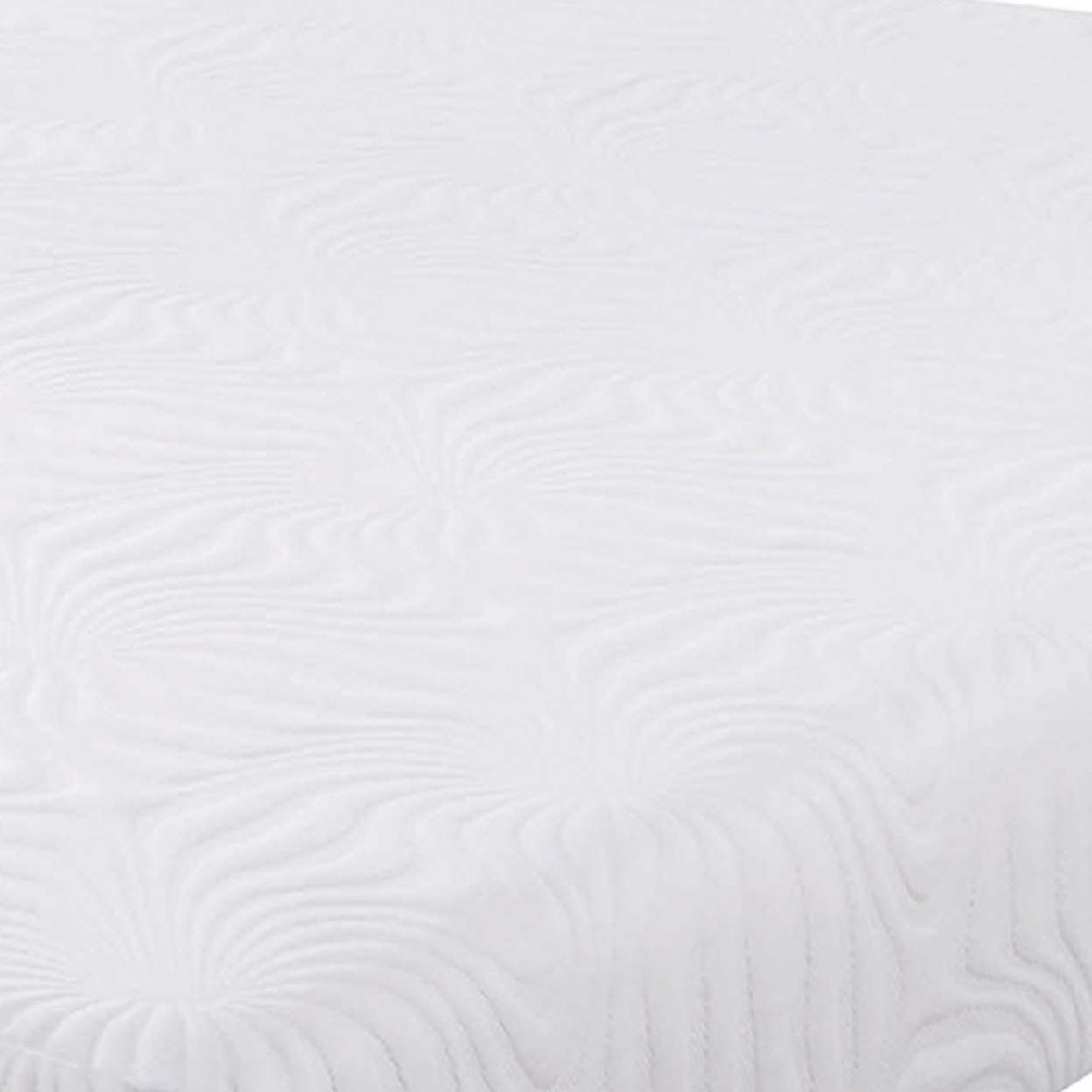 Full Size Mattress With Patterned Fabric Upholstery, White- Saltoro Sherpi