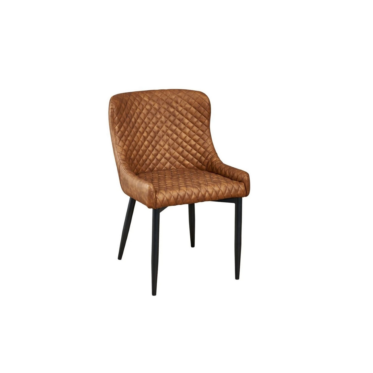 Tom 16 Inch Modern Dining Chair, Set Of 4, Faux Leather, Metal Legs, Brown - Saltoro Sherpi