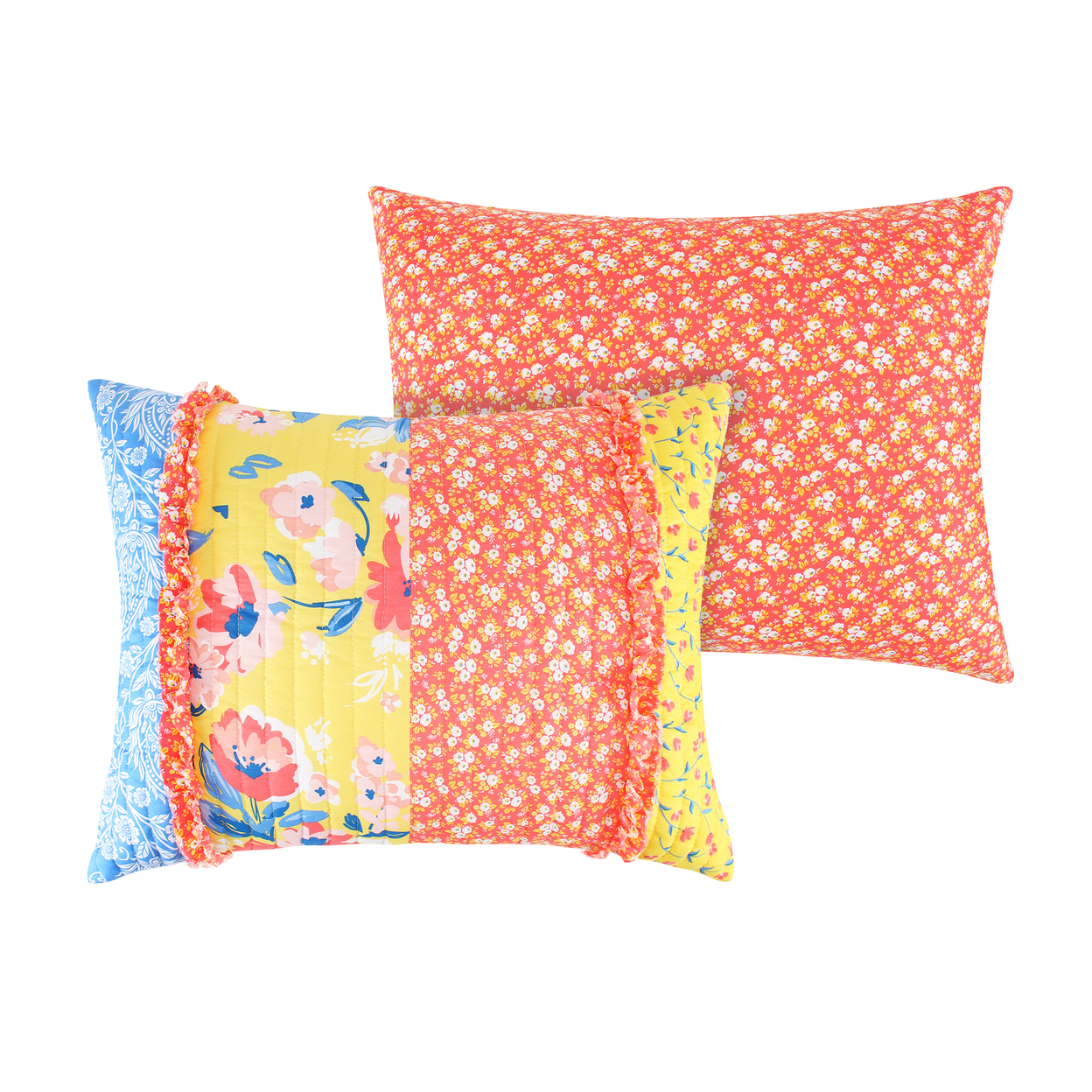 Lio Set Of 2 Standard And King Pillow Shams, Polyester Fill, Multicolor- Saltoro Sherpi