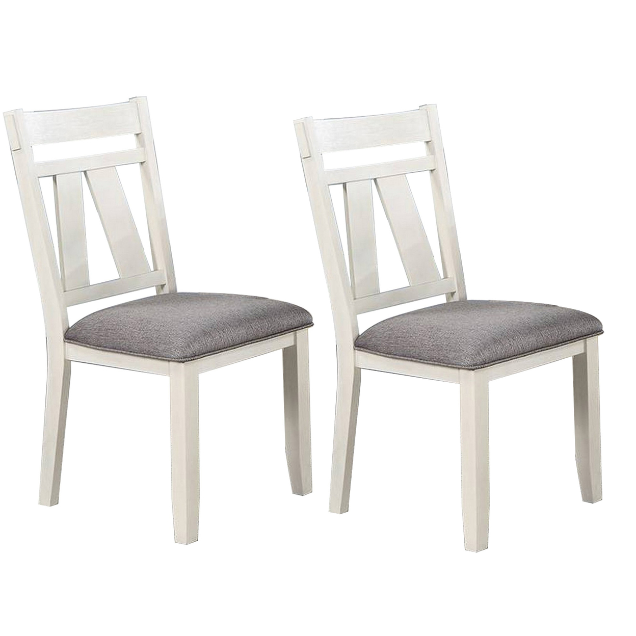 Lexi 24 Inch Classic Dining Side Chair, Padded Seat, Set Of 2, Gray, White- Saltoro Sherpi