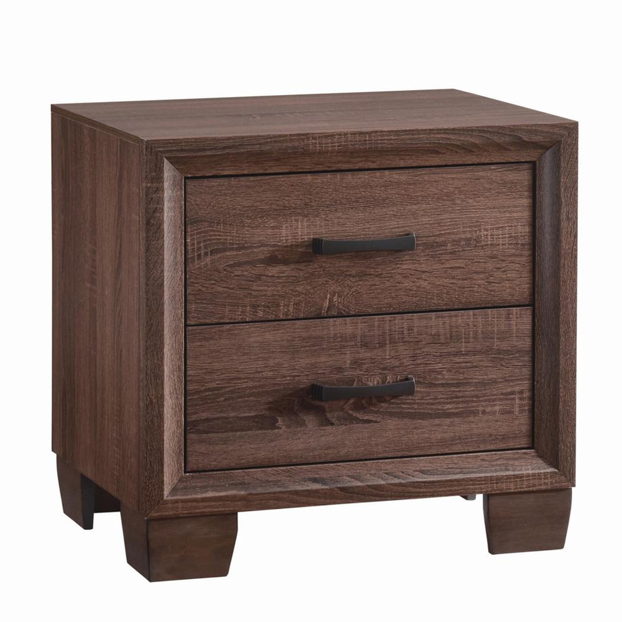 Wooden 2 Drawer Nightstand, Medium Warm Brown- Saltoro Sherpi