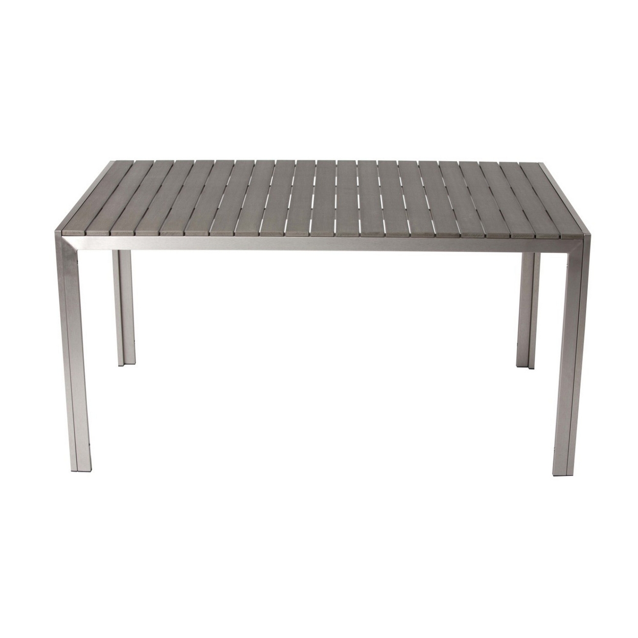 Sleek And Modish Trendy Anodized Aluminum Dining Table, Gray- Saltoro Sherpi