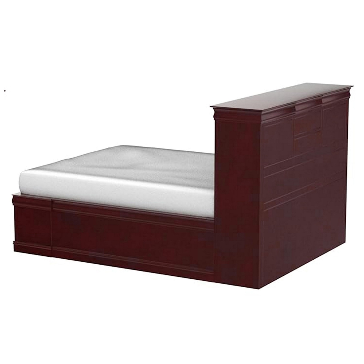 Elegant And Spacious Queen Size Bed With Storage, Brown- Saltoro Sherpi