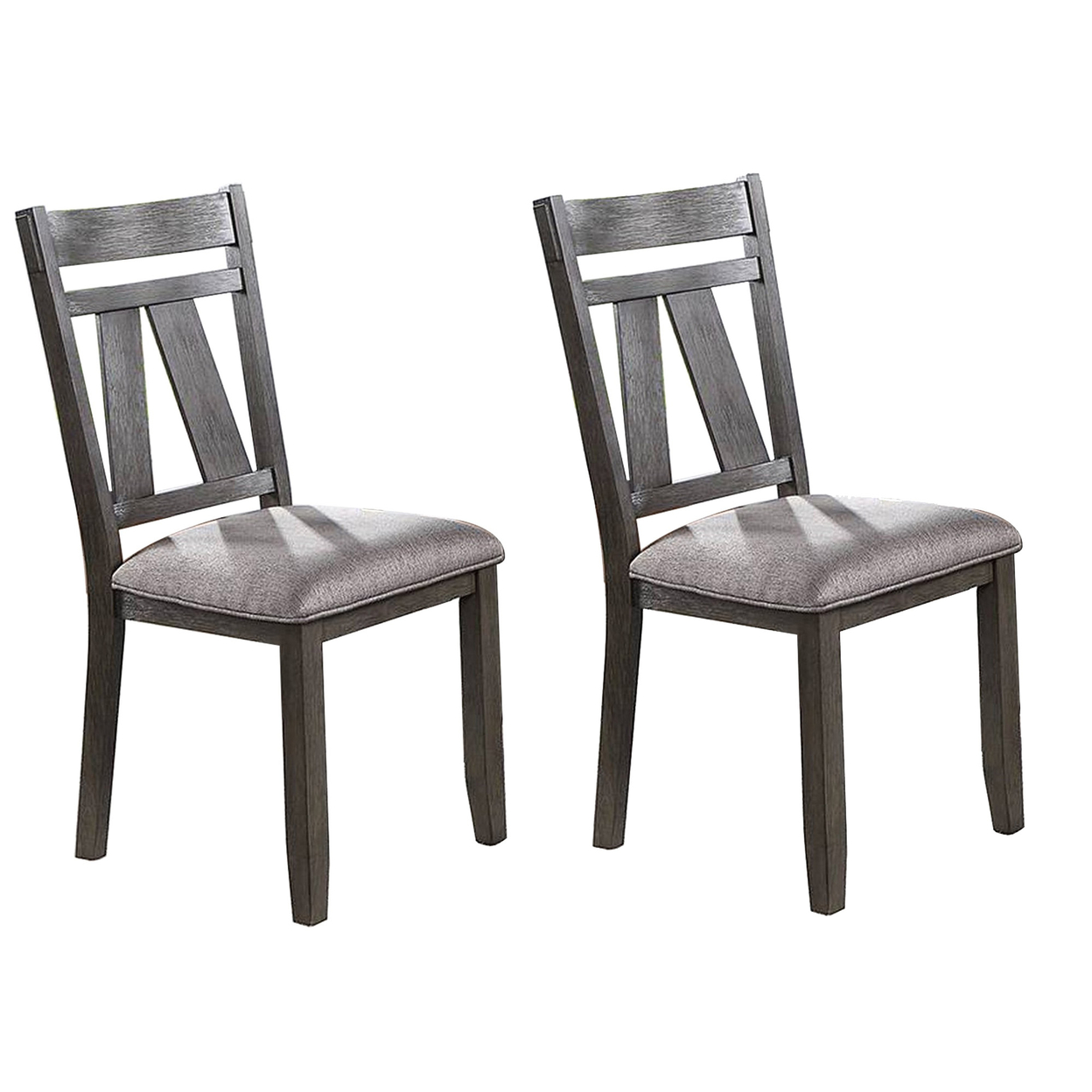 Lexi 24 Inch Dining Side Chair, Padded Seat, Set Of 2, Gray, Dark Brown- Saltoro Sherpi