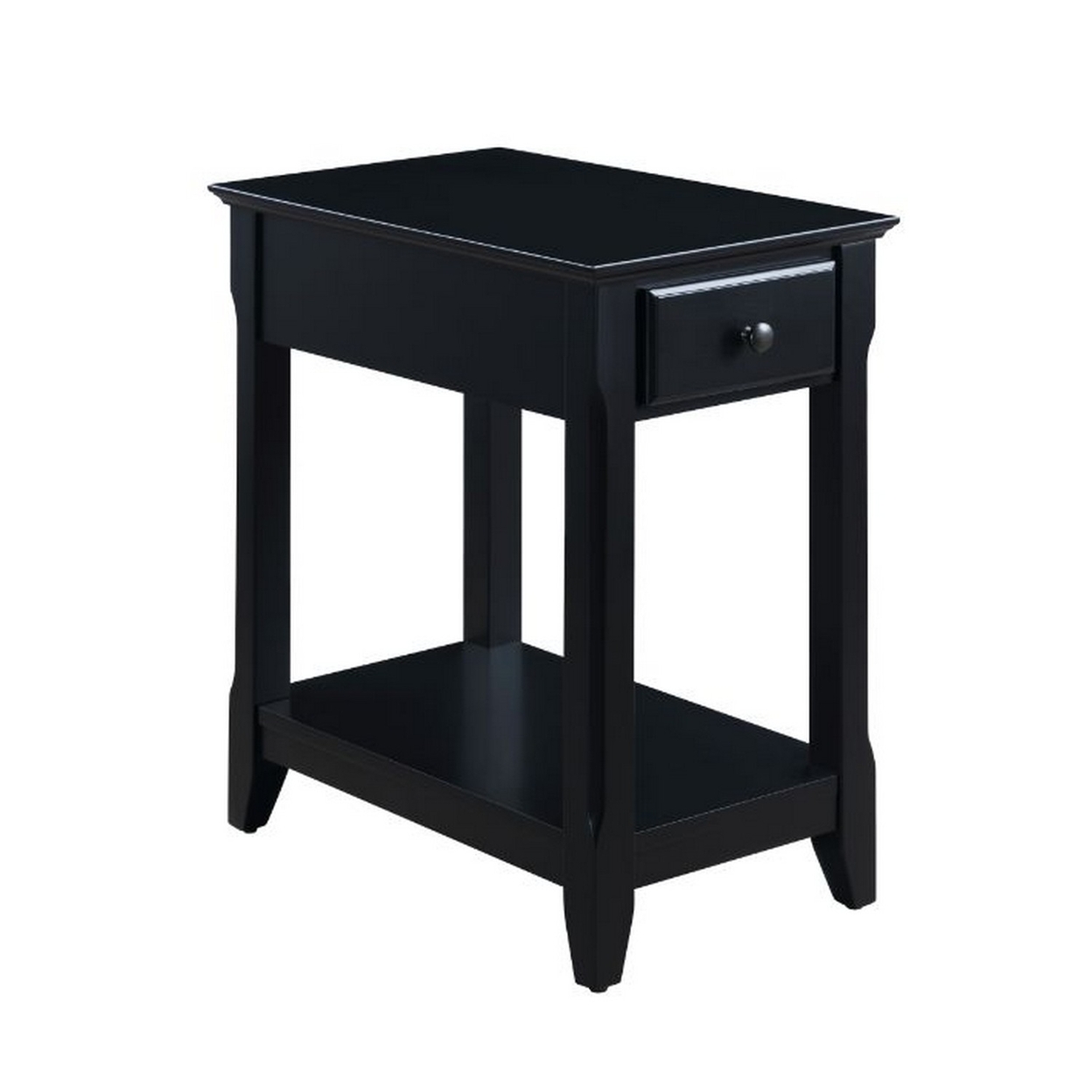 Accent Table With 1 Drawer And Bottom Shelf, Black- Saltoro Sherpi