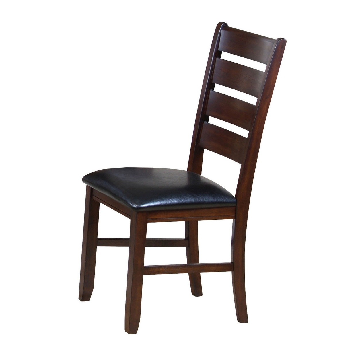 Leather Upholstered Wooden Side Chairs With Ladder Back, Brown & Black, (Set Of 2)- Saltoro Sherpi
