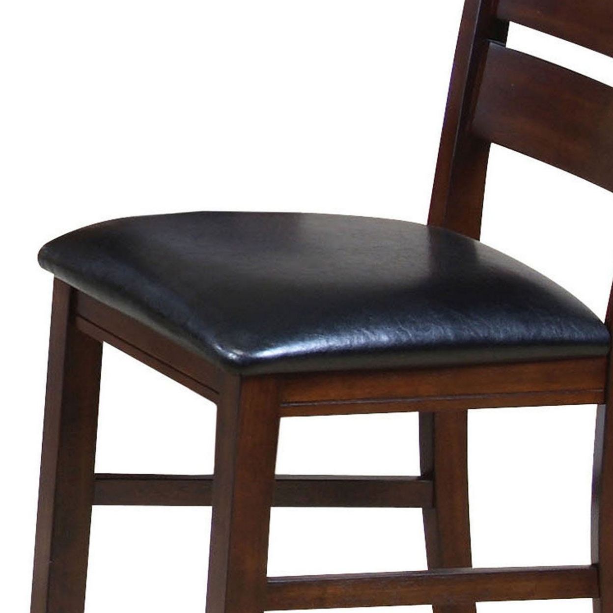 Leather Upholstered Wooden Side Chairs With Ladder Back, Brown & Black, (Set Of 2)- Saltoro Sherpi
