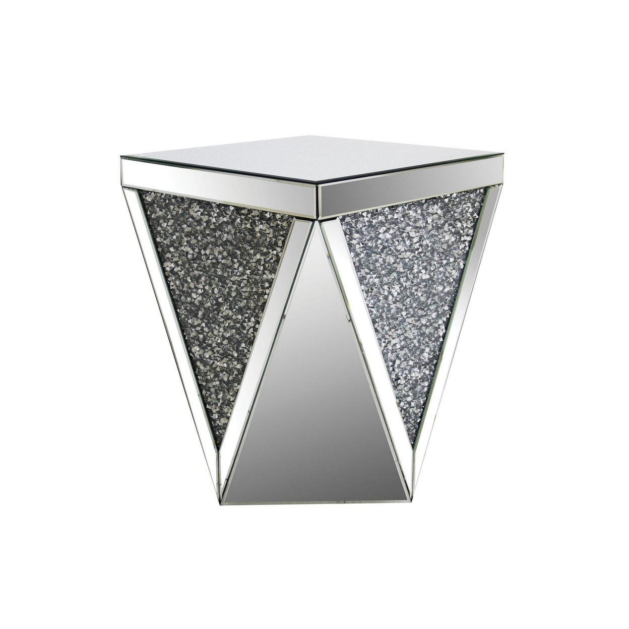 End Table With Square Mirrored Top, Clear- Saltoro Sherpi