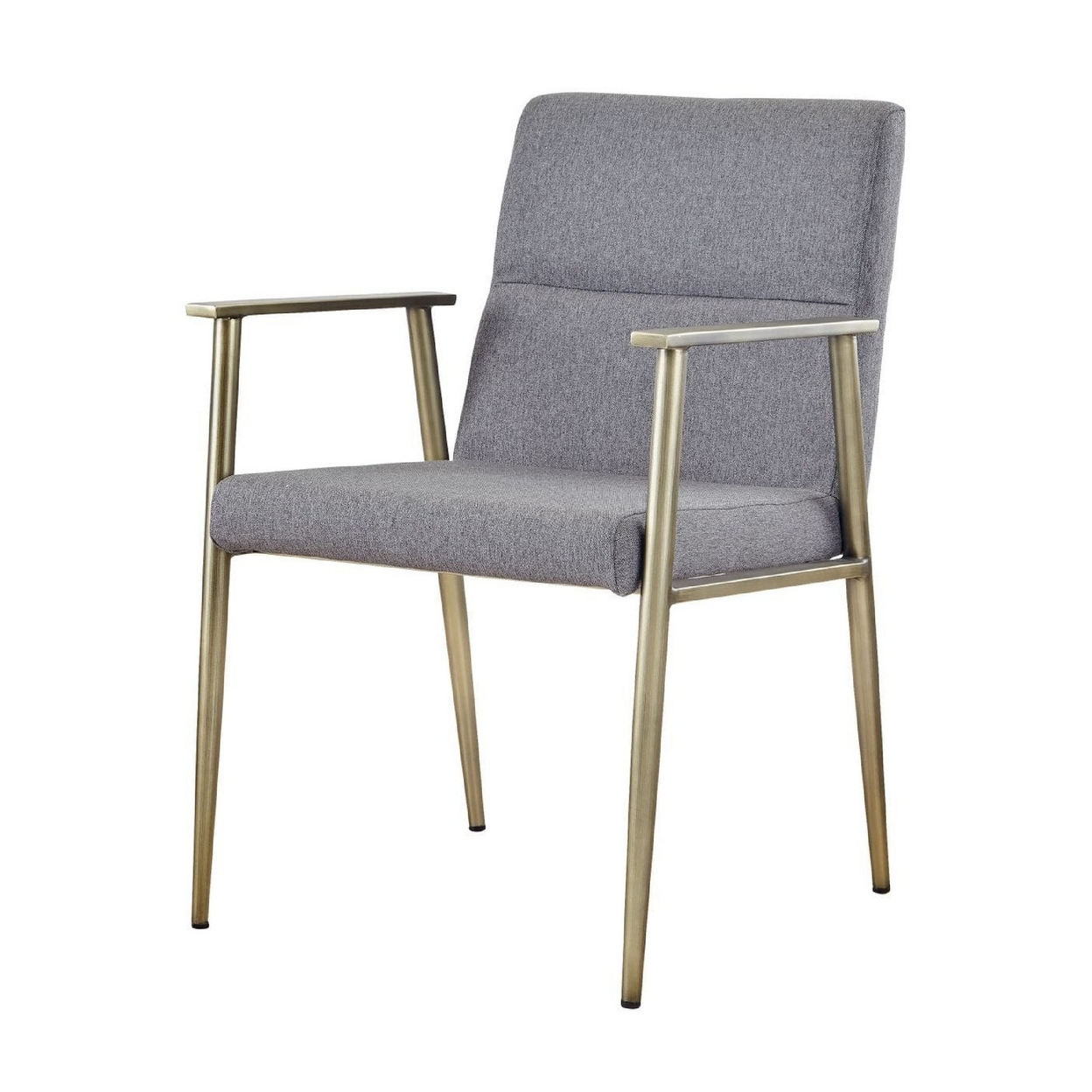 Cid 24 Inch Modern Dining Chair, Armrest, Fabric Cushion Seat, Metal, Gray- Saltoro Sherpi