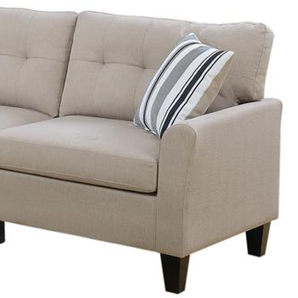 Glossy Polyfiber 2 Piece Sofa Set In Beige- Saltoro Sherpi