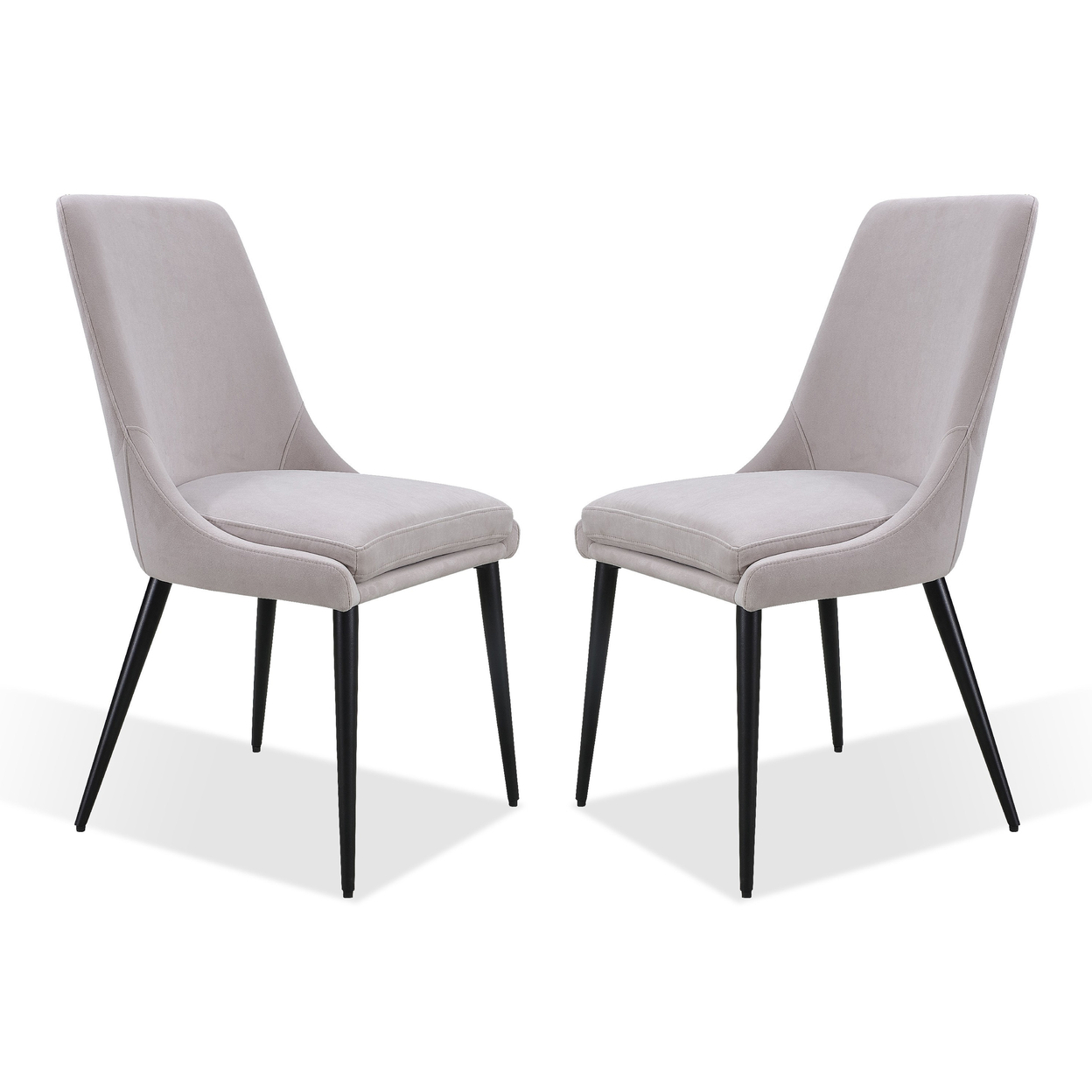 Lam 37 Inch Upholstered Dining Chair, Sleek Metal Legs, Set Of 2, Soft Gray- Saltoro Sherpi