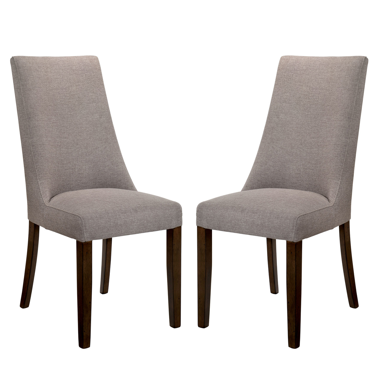 Rustic Solid Wood And Fabric Upholstered Padded Side Chair, Pack Of Two, Brown And Gray- Saltoro Sherpi